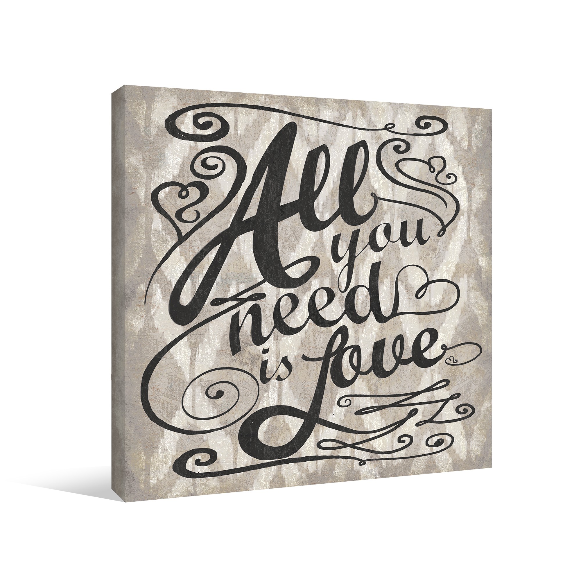 Grayscale All Need Love Ikat Gallery Wrapped Canvas
