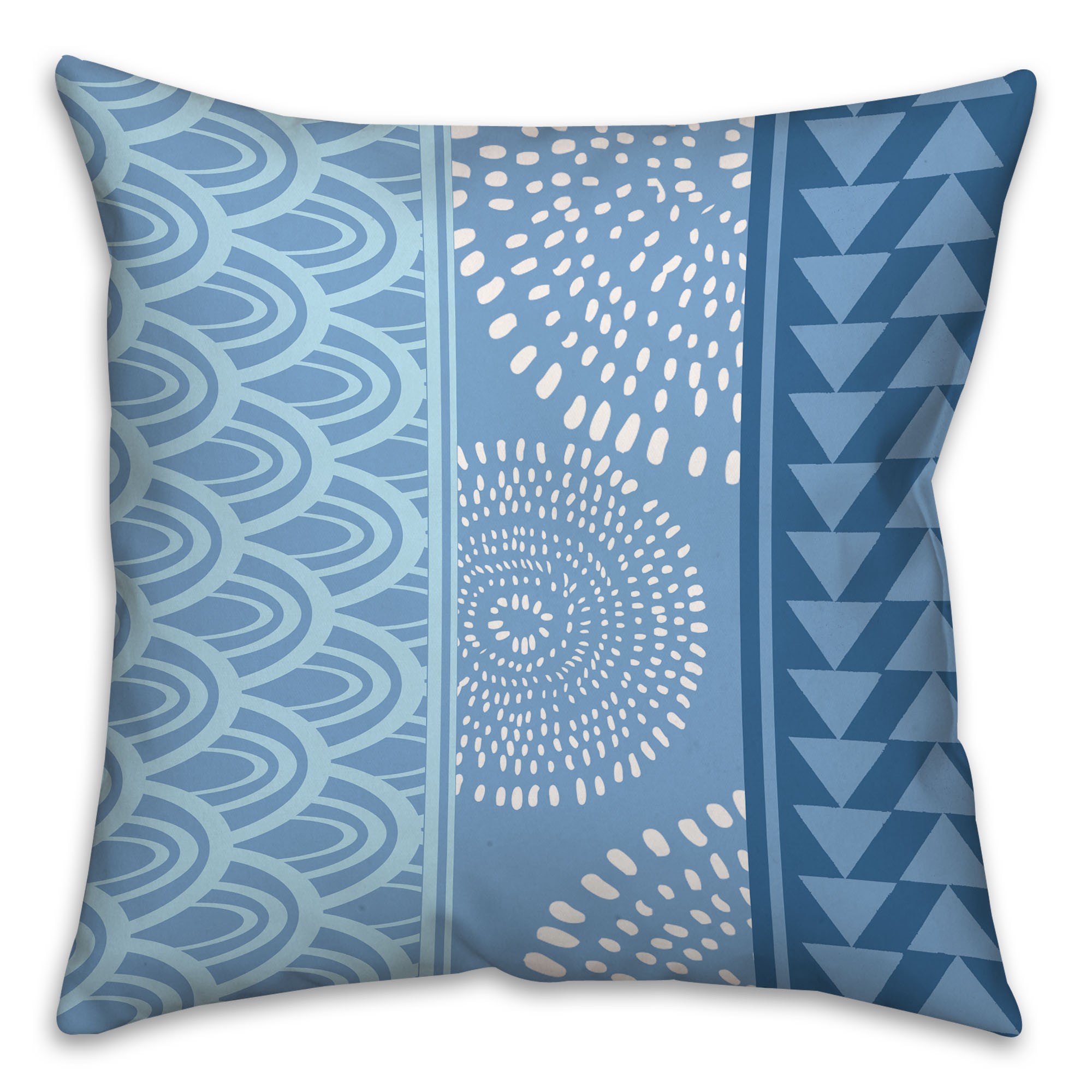 Blue and White Boho Tribal Throw Pillow