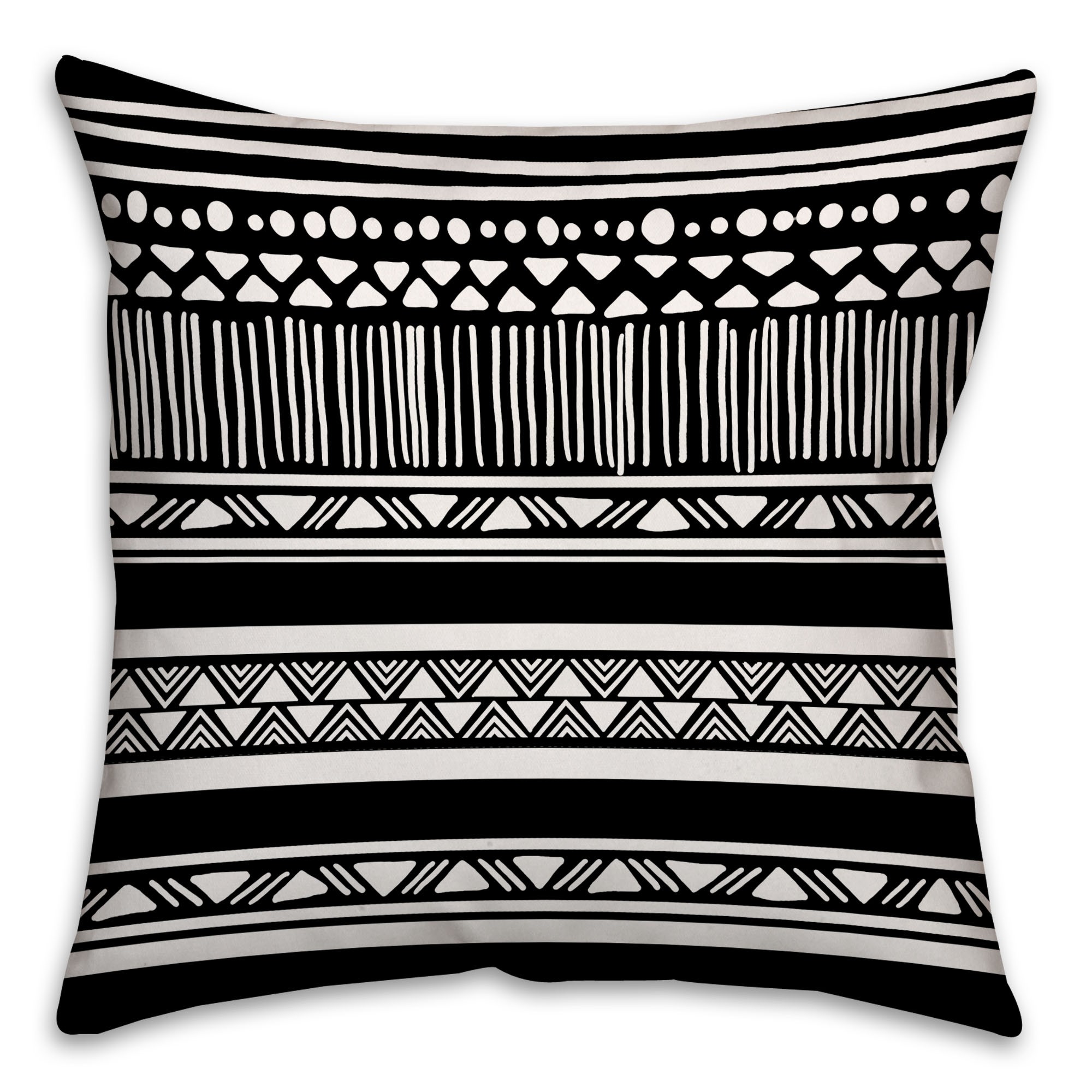 Black and White Boho Tribal Throw Pillow