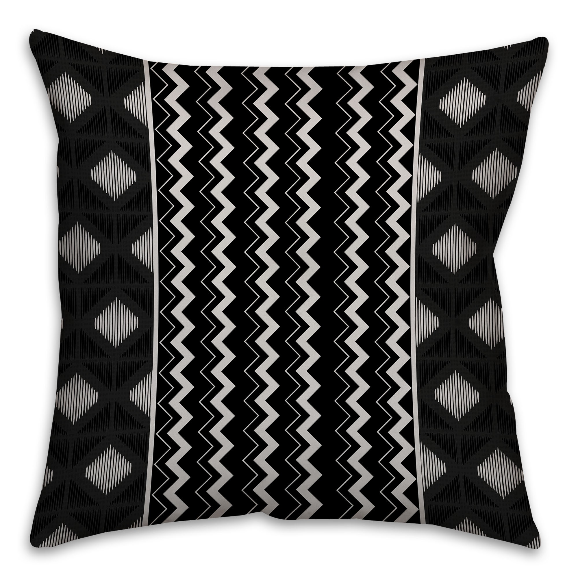 Black and White Chevron Boho Tribal Throw Pillow