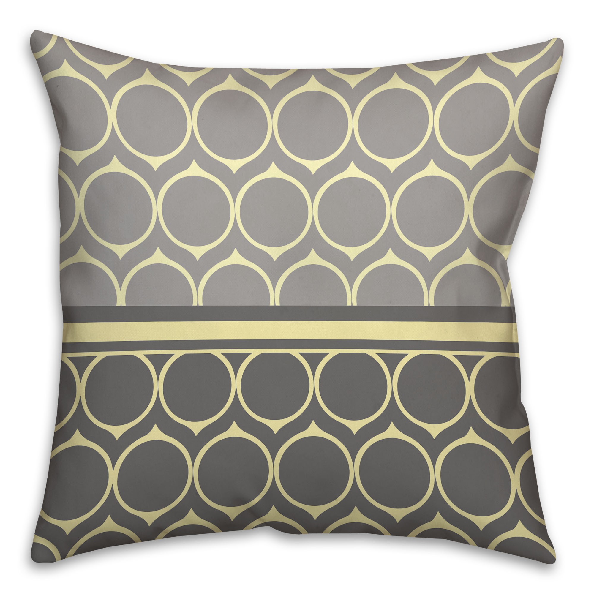 Yellow and Gray Circle Pattern Throw Pillow