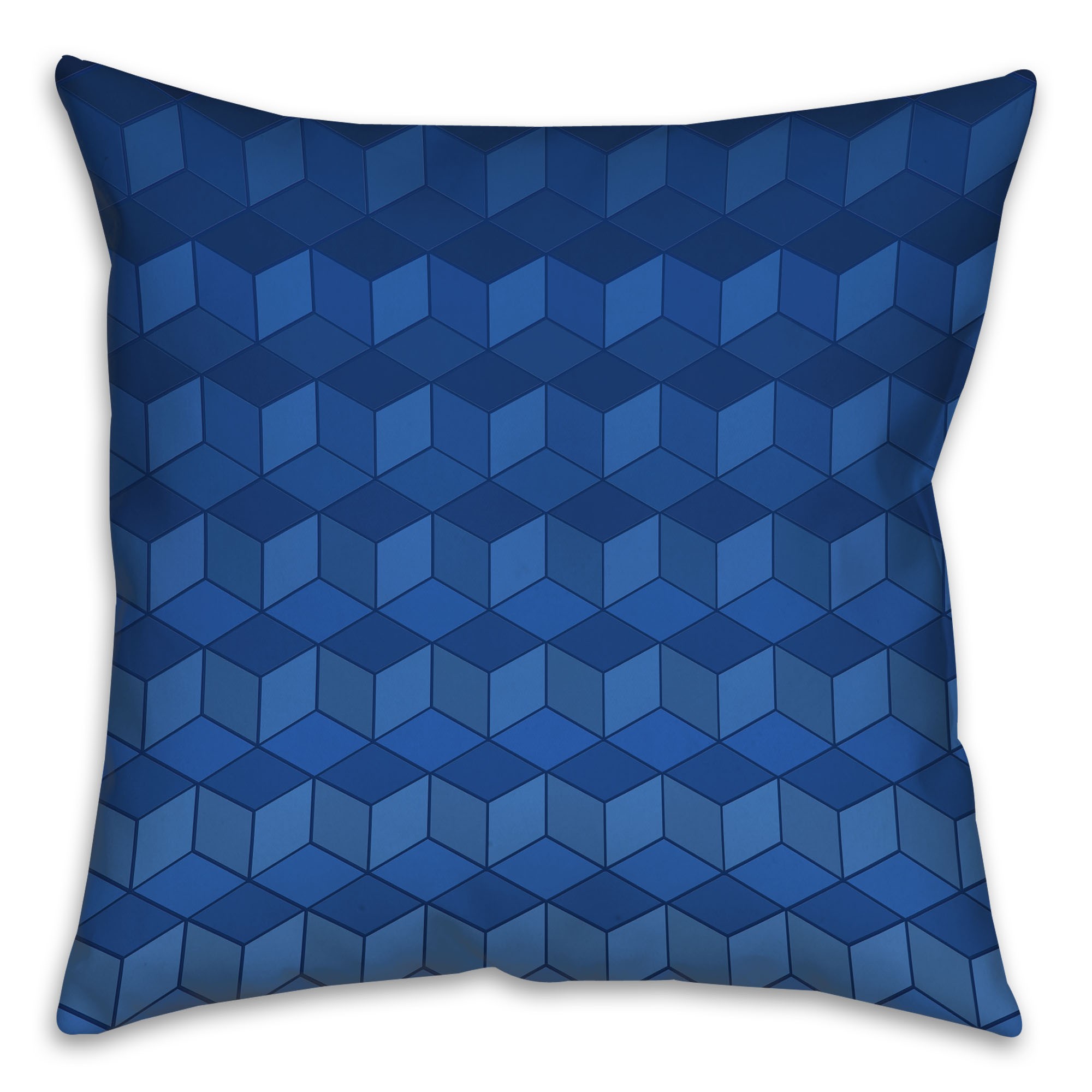 Navy Geometric Cube Pattern Throw Pillow