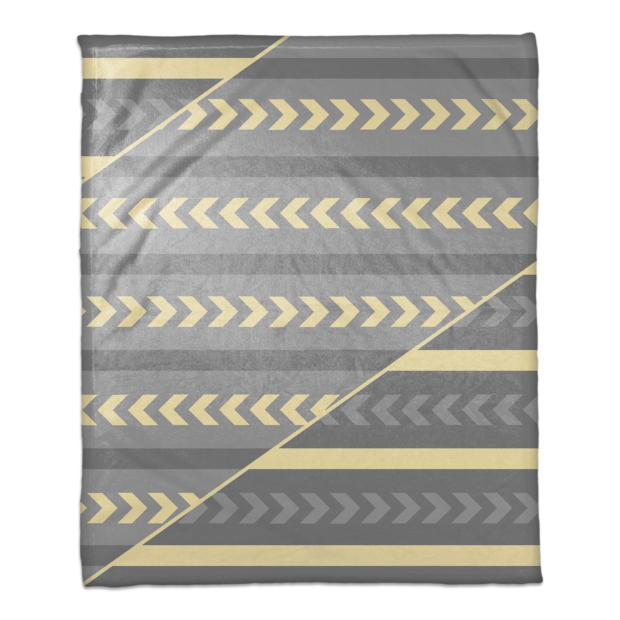 Inverse Arrows and Stripes Gray and Yellow 50x60 Throw Blanket 