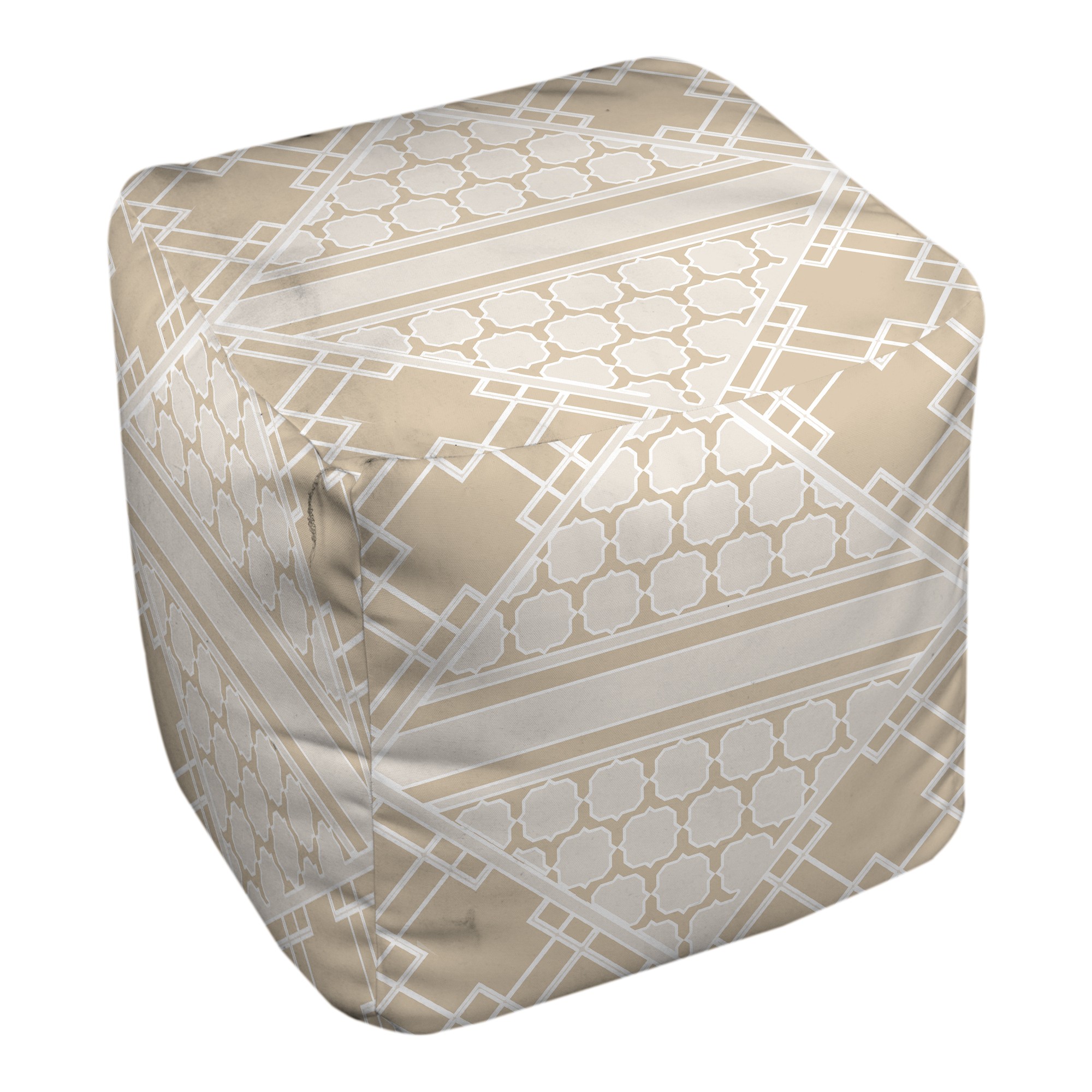 Ivory Diamonds And Quatrefoils 18x18x18 Ottoman
