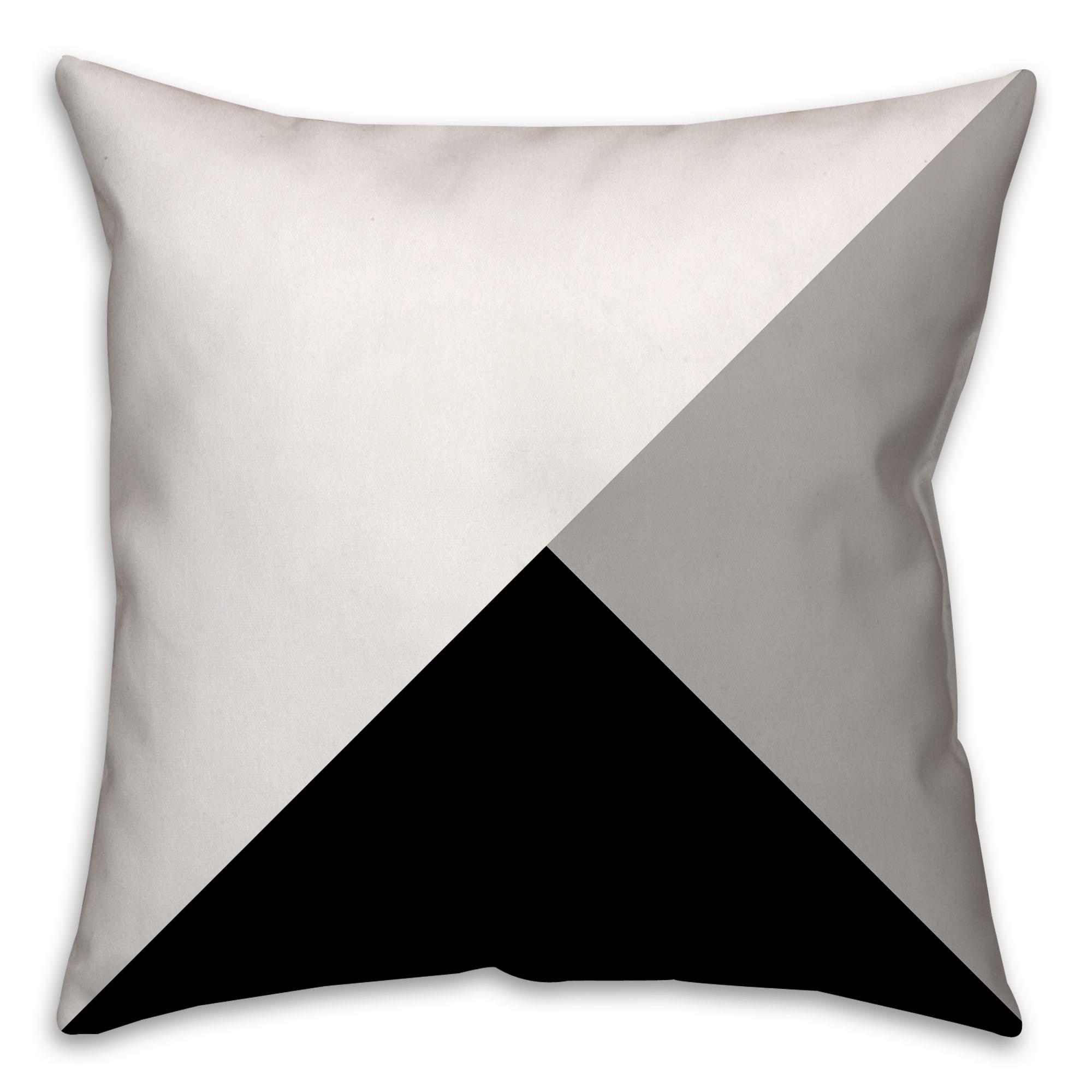 Black and Gray Color Block Triangles Throw Pillow 