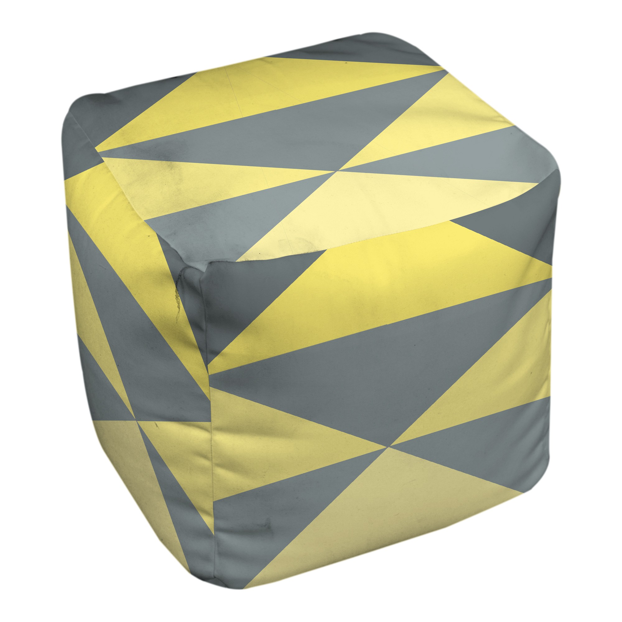 Yellow And Gray Stripes 18x18x18 Ottoman