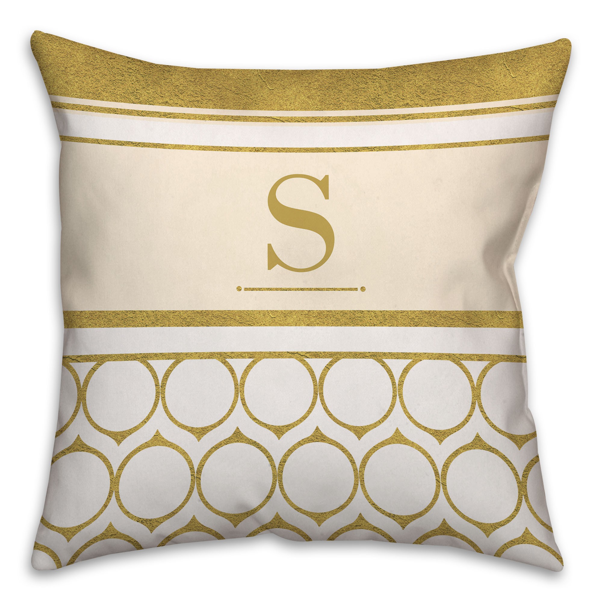 Golden Rings Custom 18x18 Monogram Spun Polyester Throw Pillow