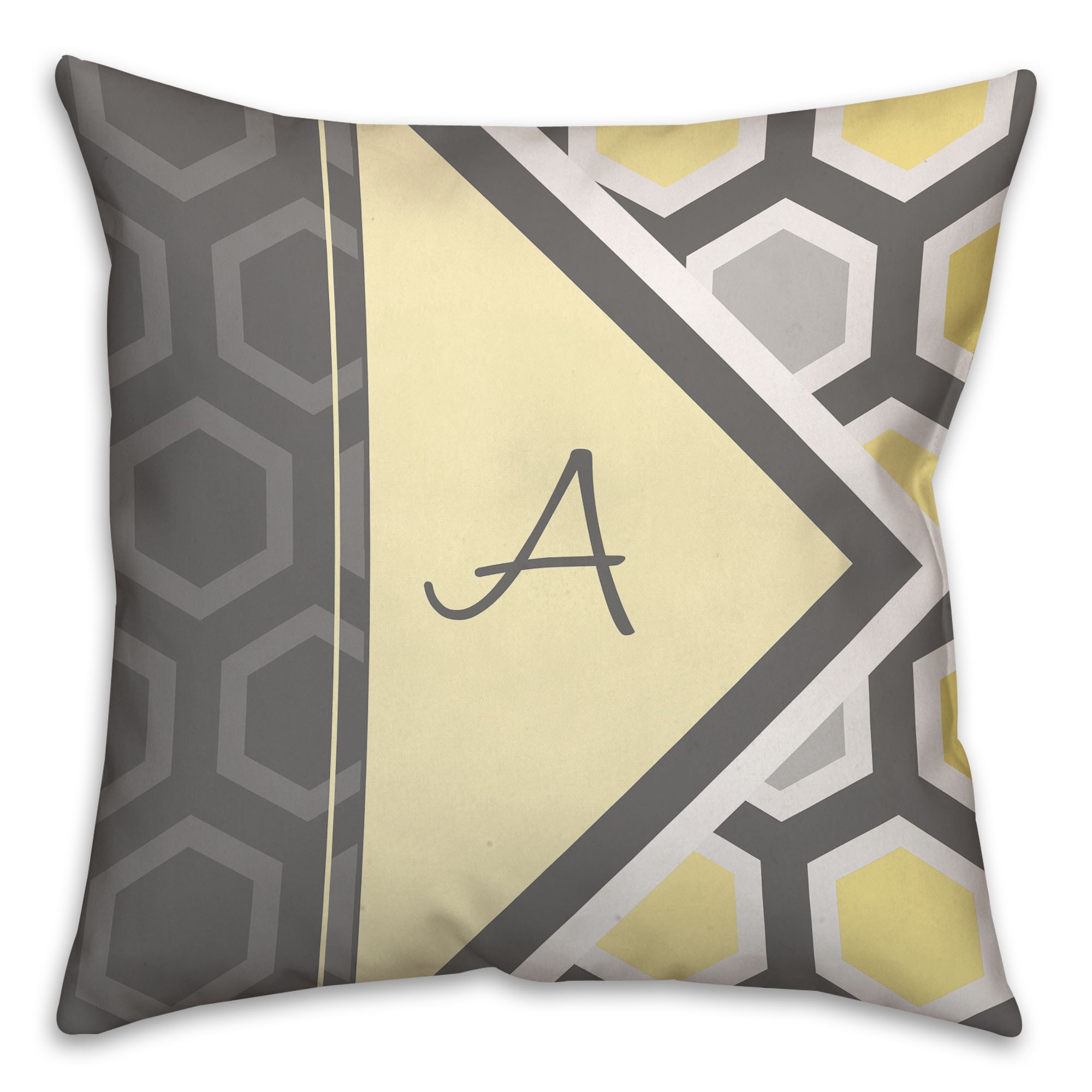 Geometric Hexagon 16x16 Monogram Spun Polyester Throw Pillow 