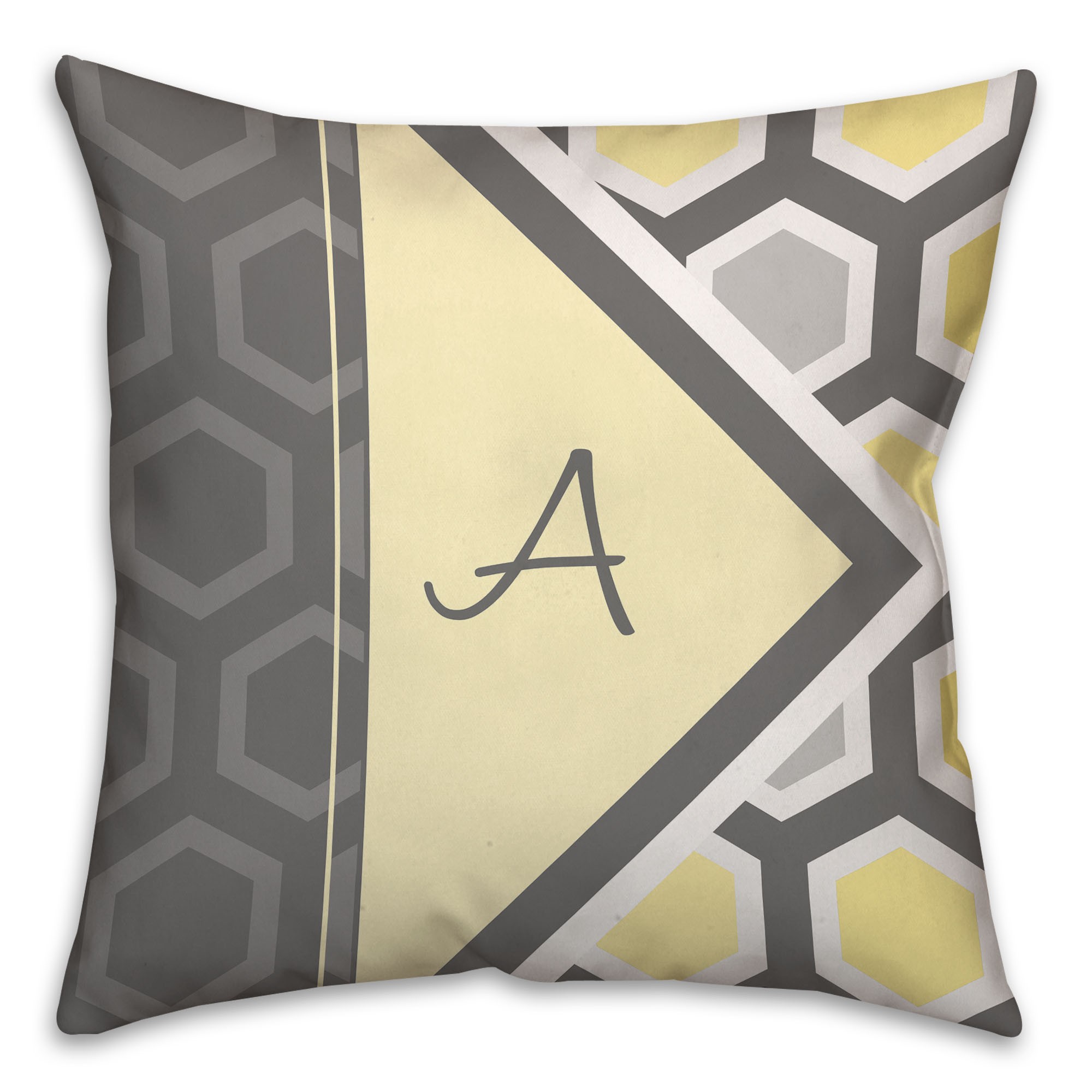 Geometric Hexagon 18x18 Monogram Spun Polyester Throw Pillow