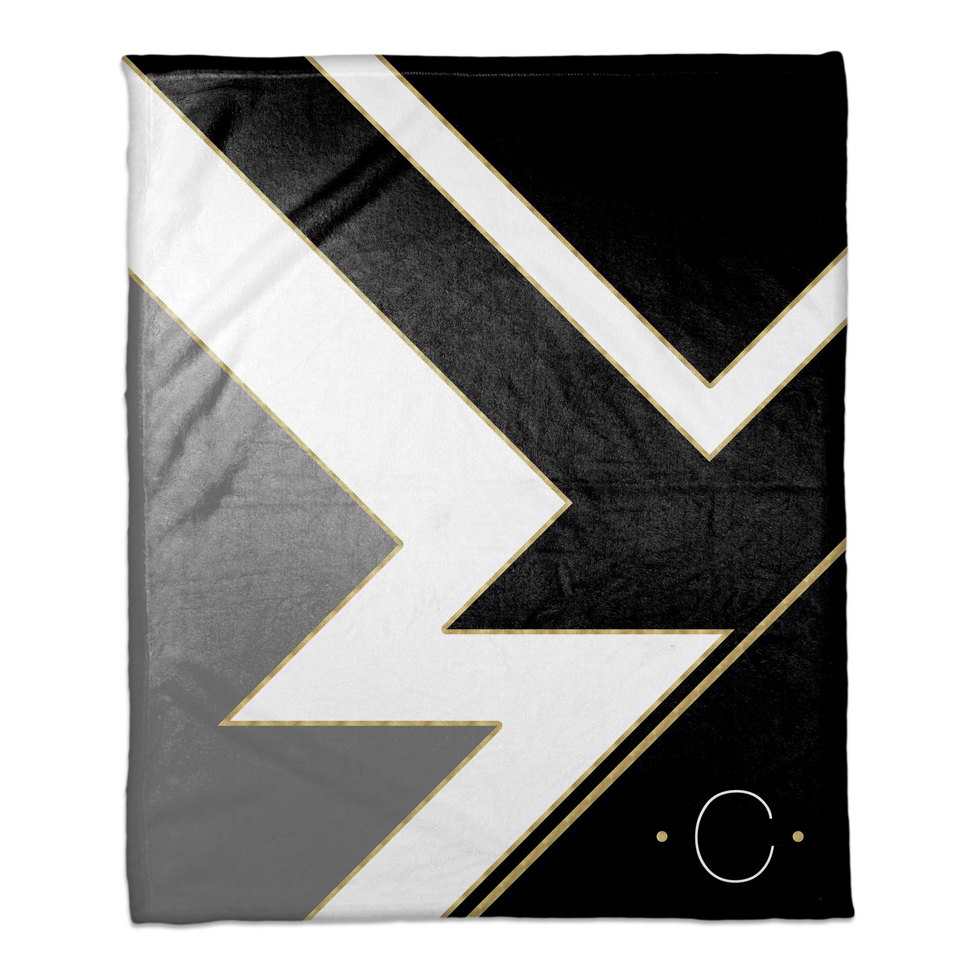Black White And Gold Color Blocking 50x60 Personalized Throw Blanket 