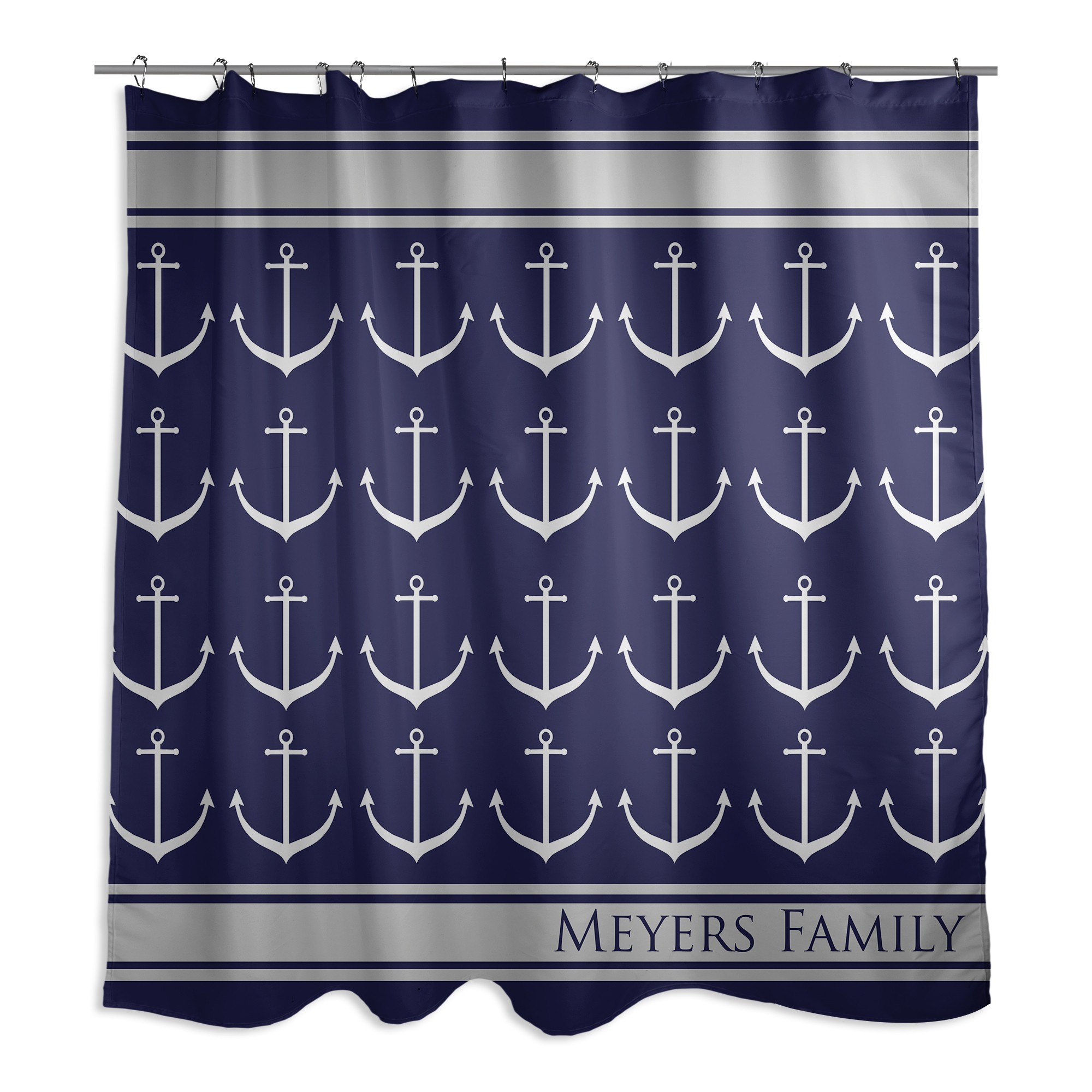 Anchor Rain 71x74 Personalized Shower Curtain