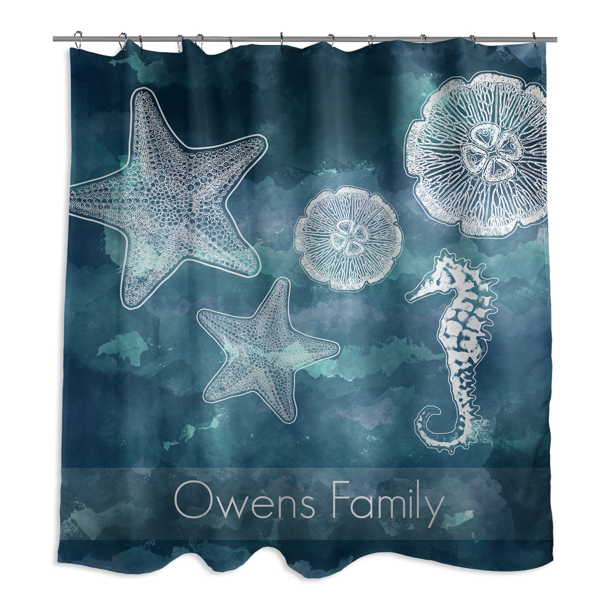 Coastal Life 71x74 Personalized Shower Curtain