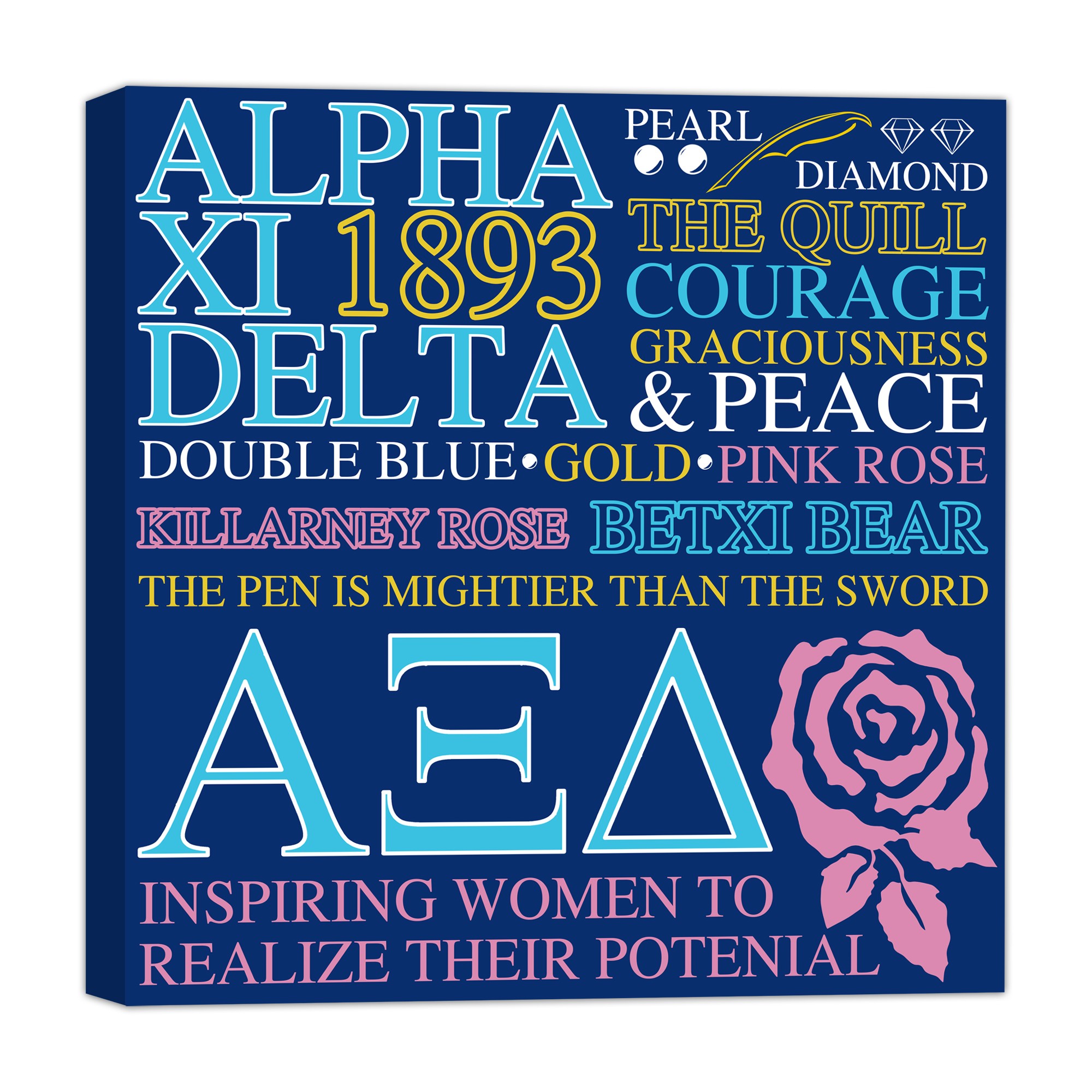 Alpha Xi Delta 16x16 Canvas Wall Art
