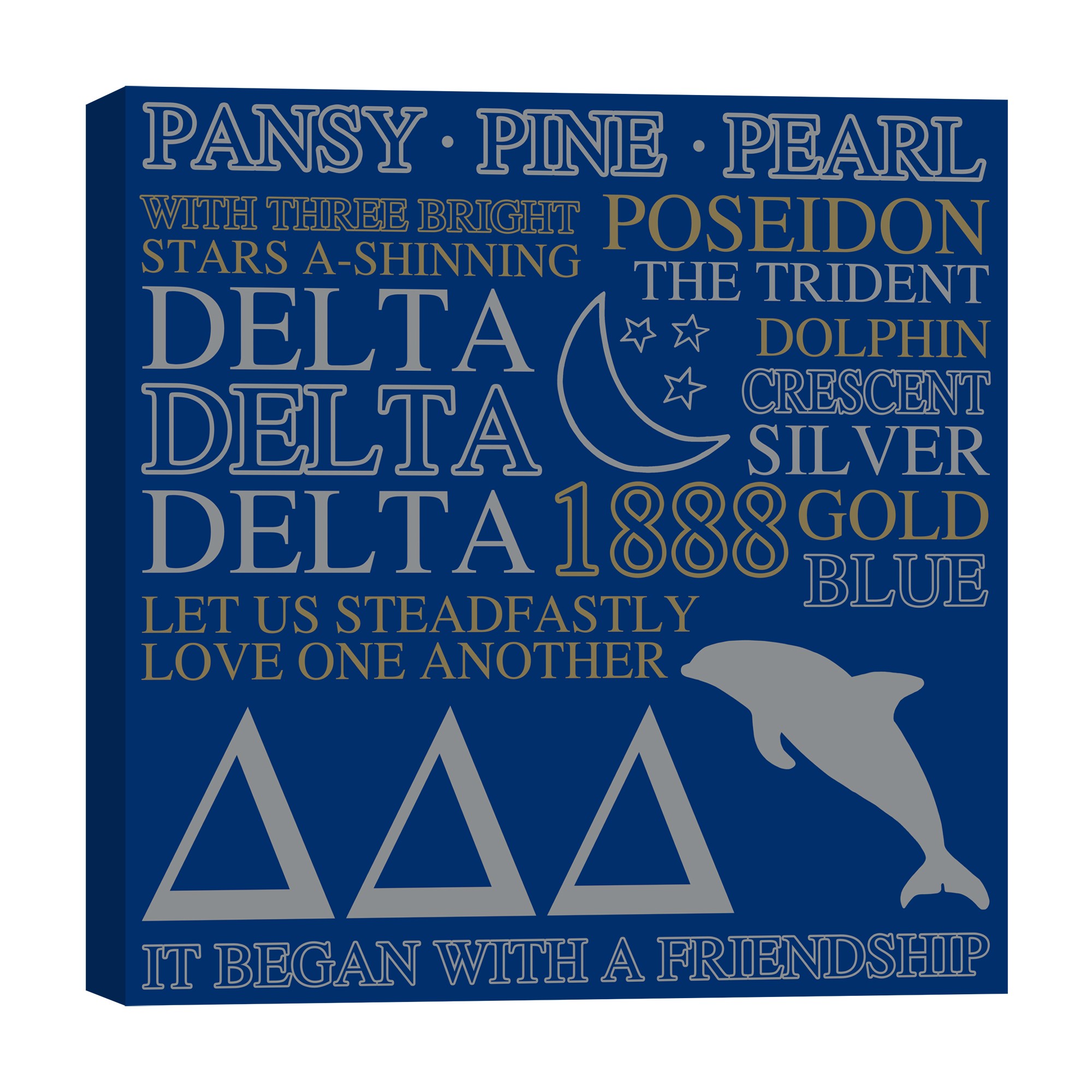Delta Delta Delta 16x16 Canvas Wall Art