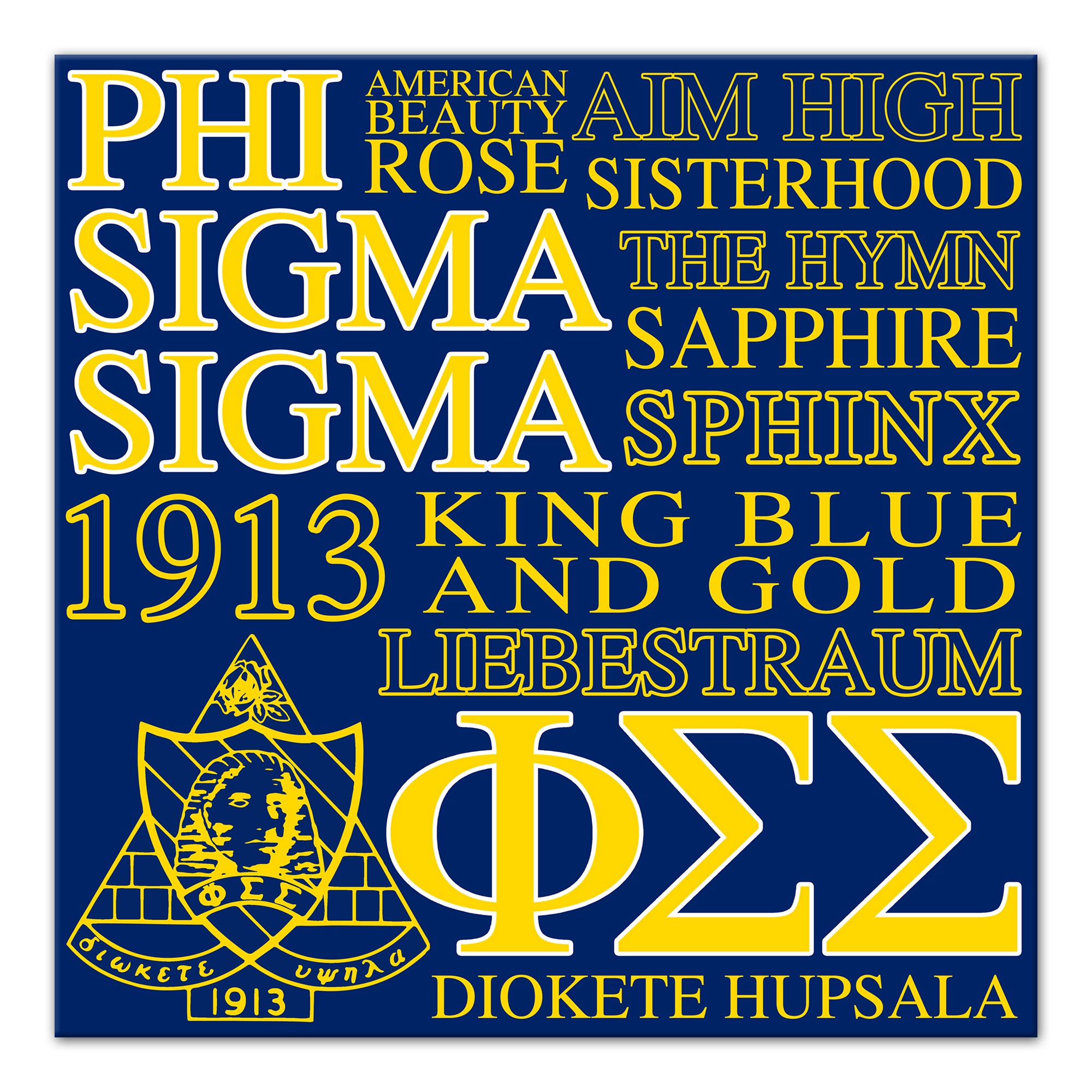 Phi Sigma Sigma 16x16 Canvas Wall Art