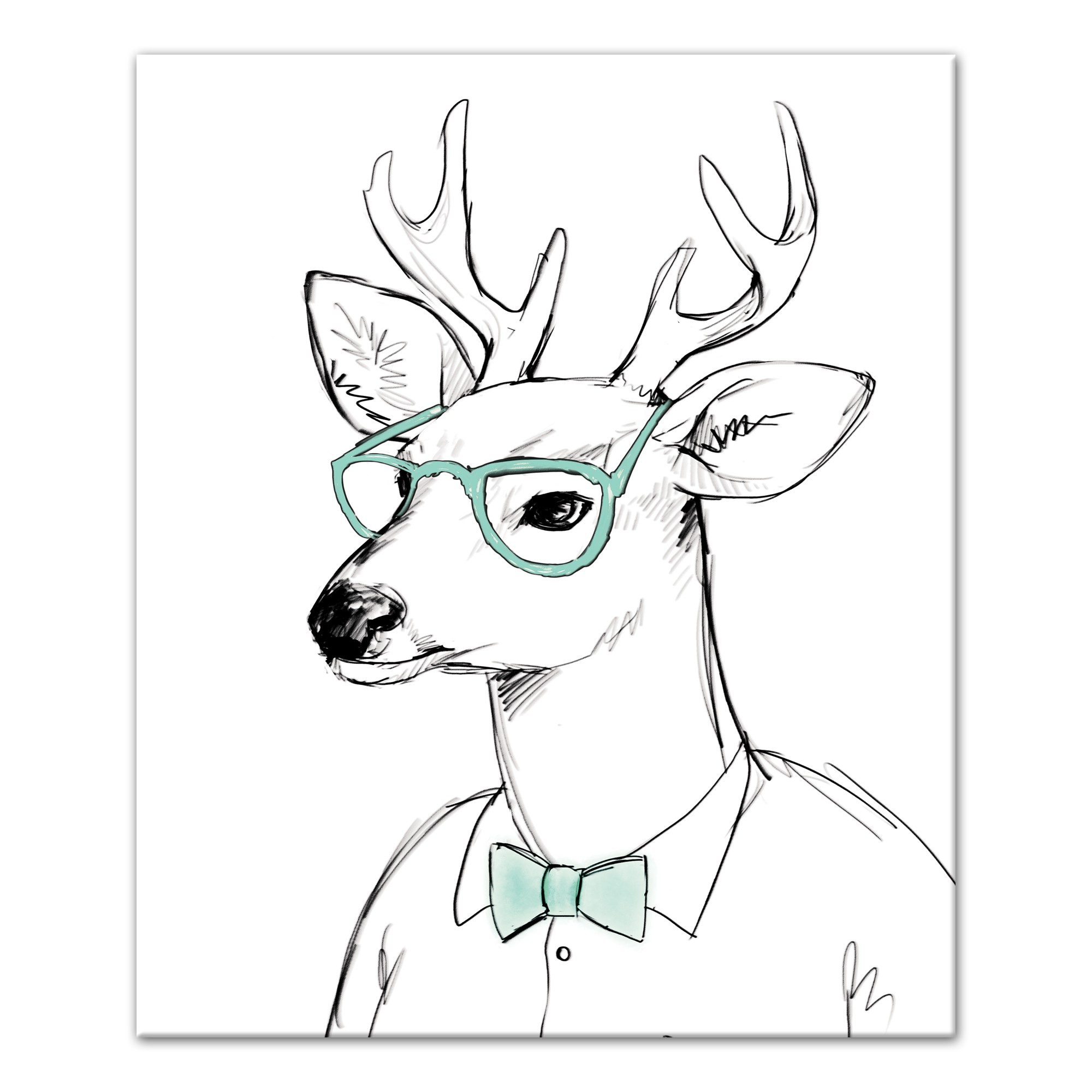 Cool Stag Wears Mint 20x24 Canvas Wall Art