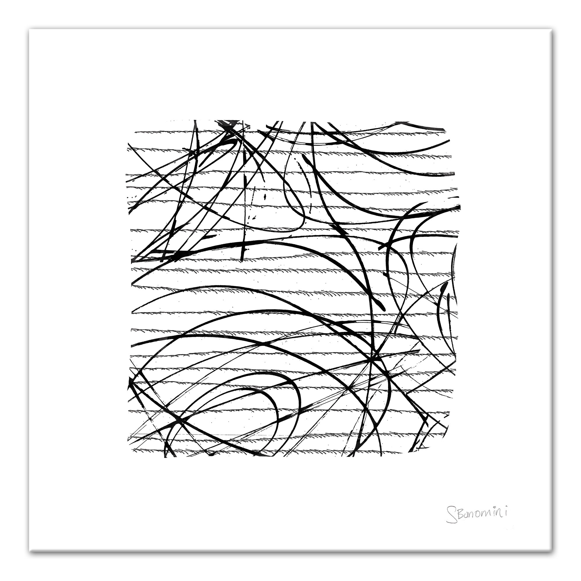 Linear Thoughts Abstract 24x24 Canvas Wall Art