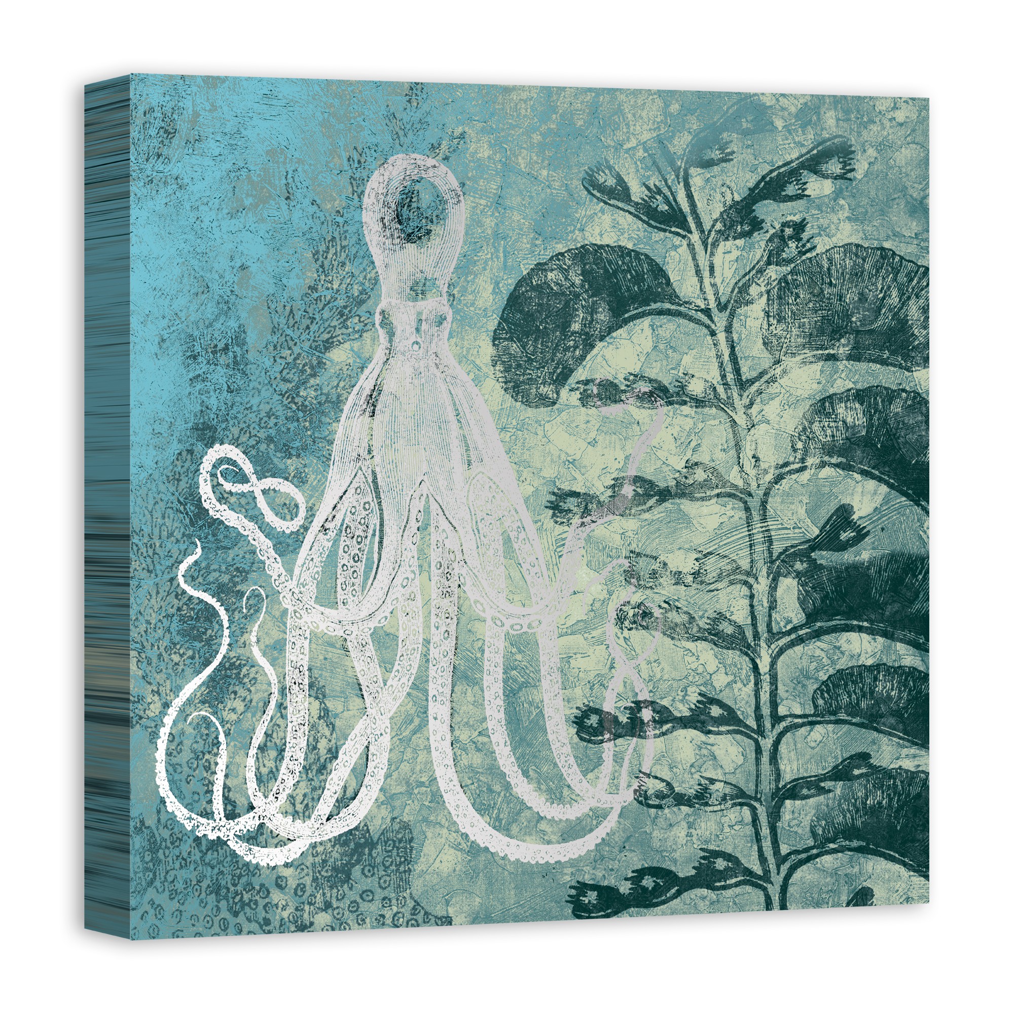 Emerald Octopus 24x24 Canvas Wall Art