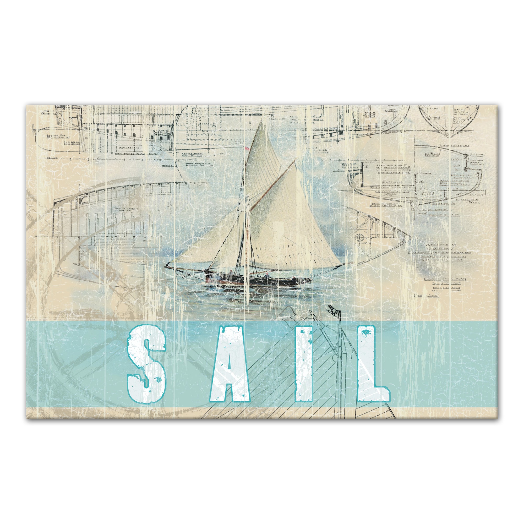 Sail Coastal 36x24 Canvas Wall Art