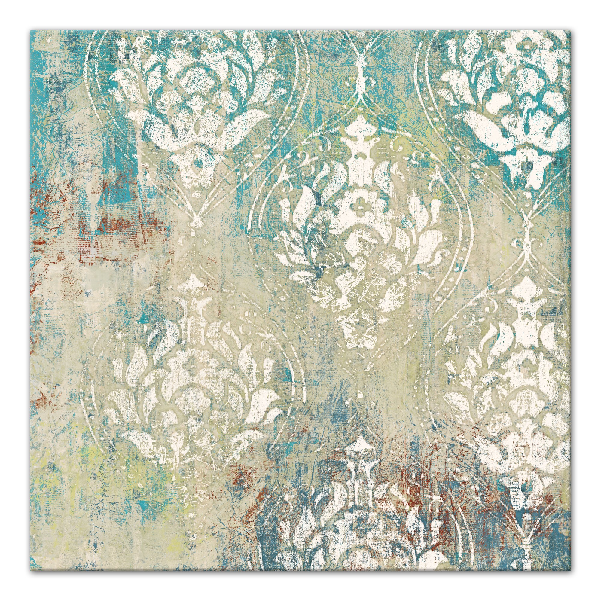 Emerald Sea Abstract 30x30 Canvas Wall Art 