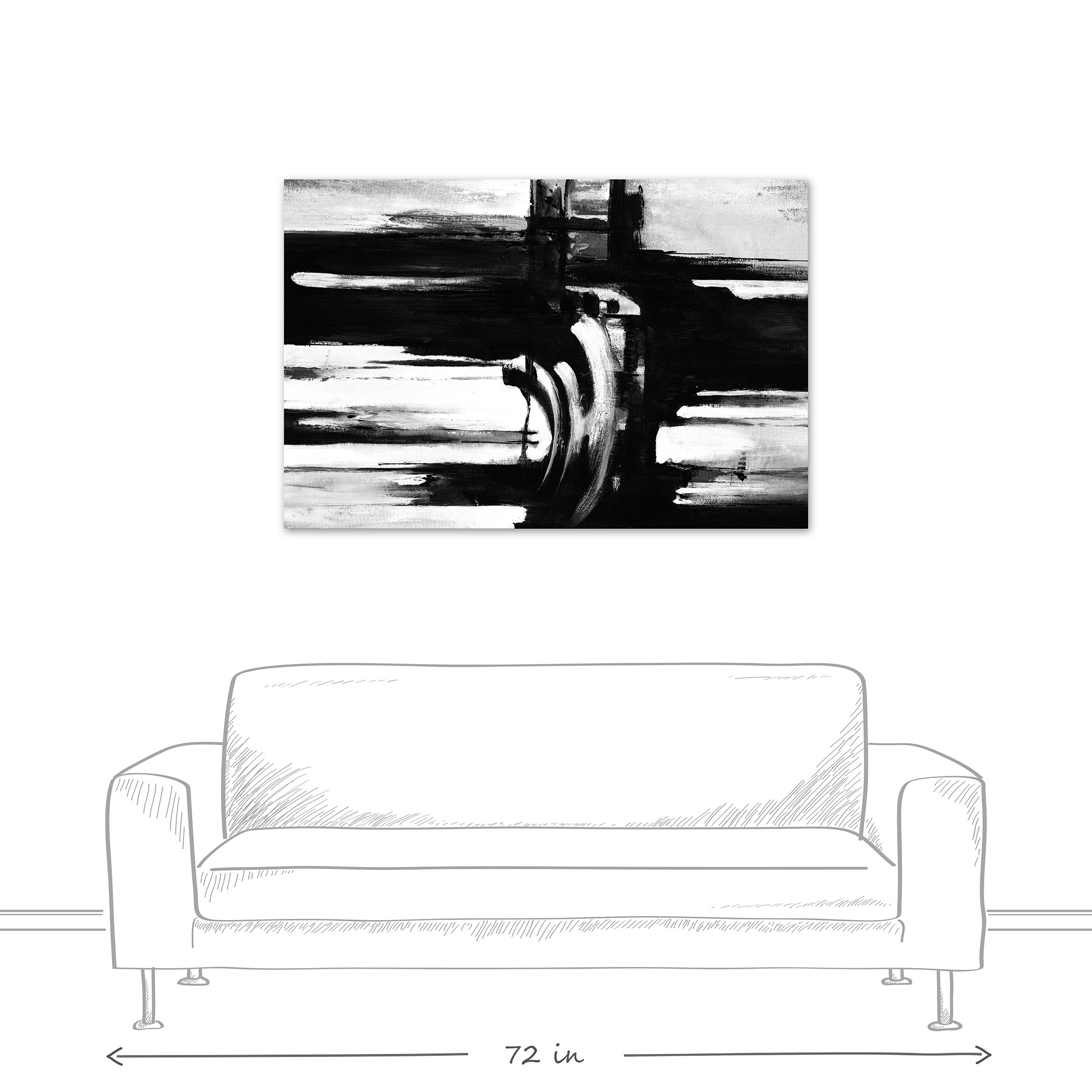 Black and White Contemporary 48x32 Canvas Wall Art