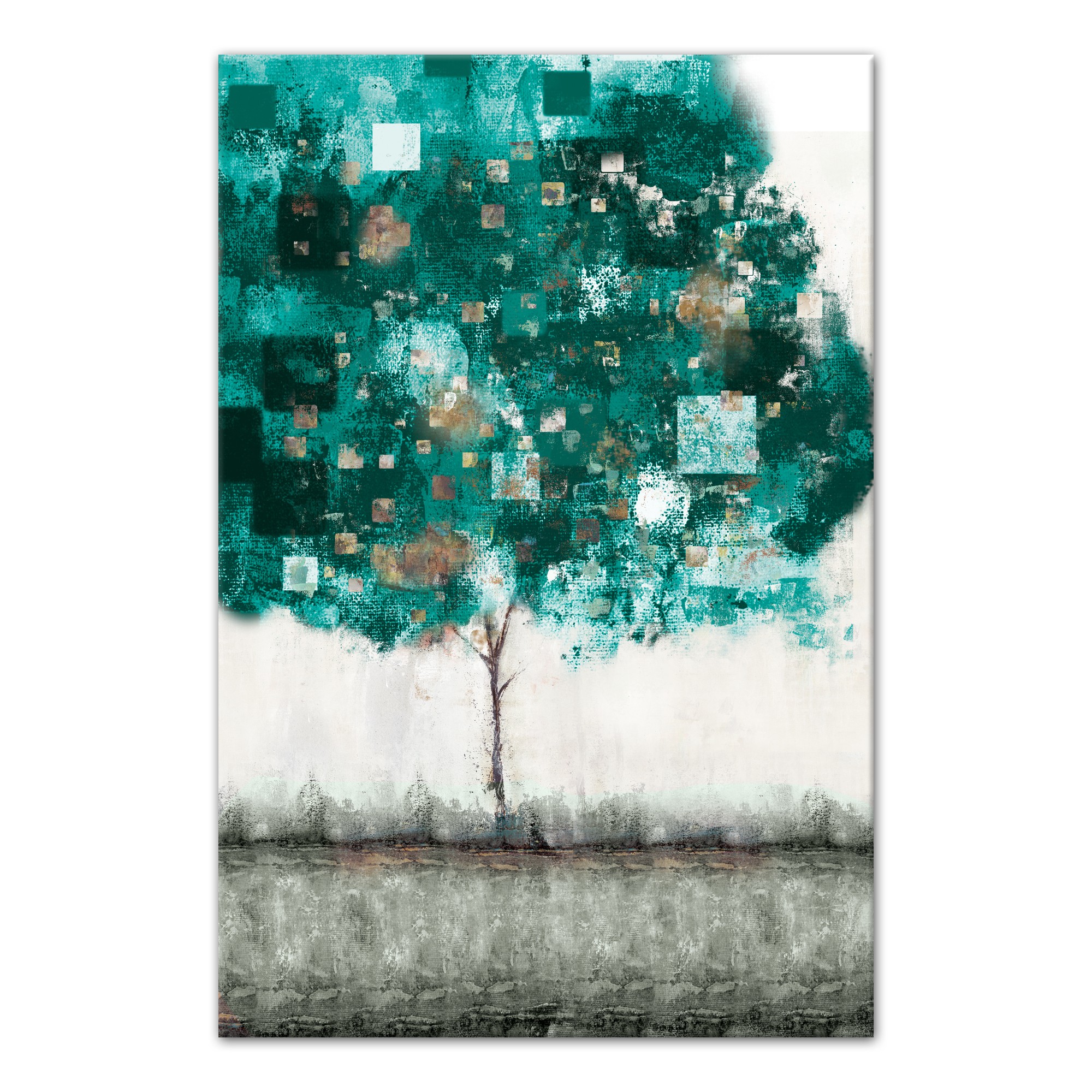 Solitary Teal Tree 24x36 Canvas Wall Art