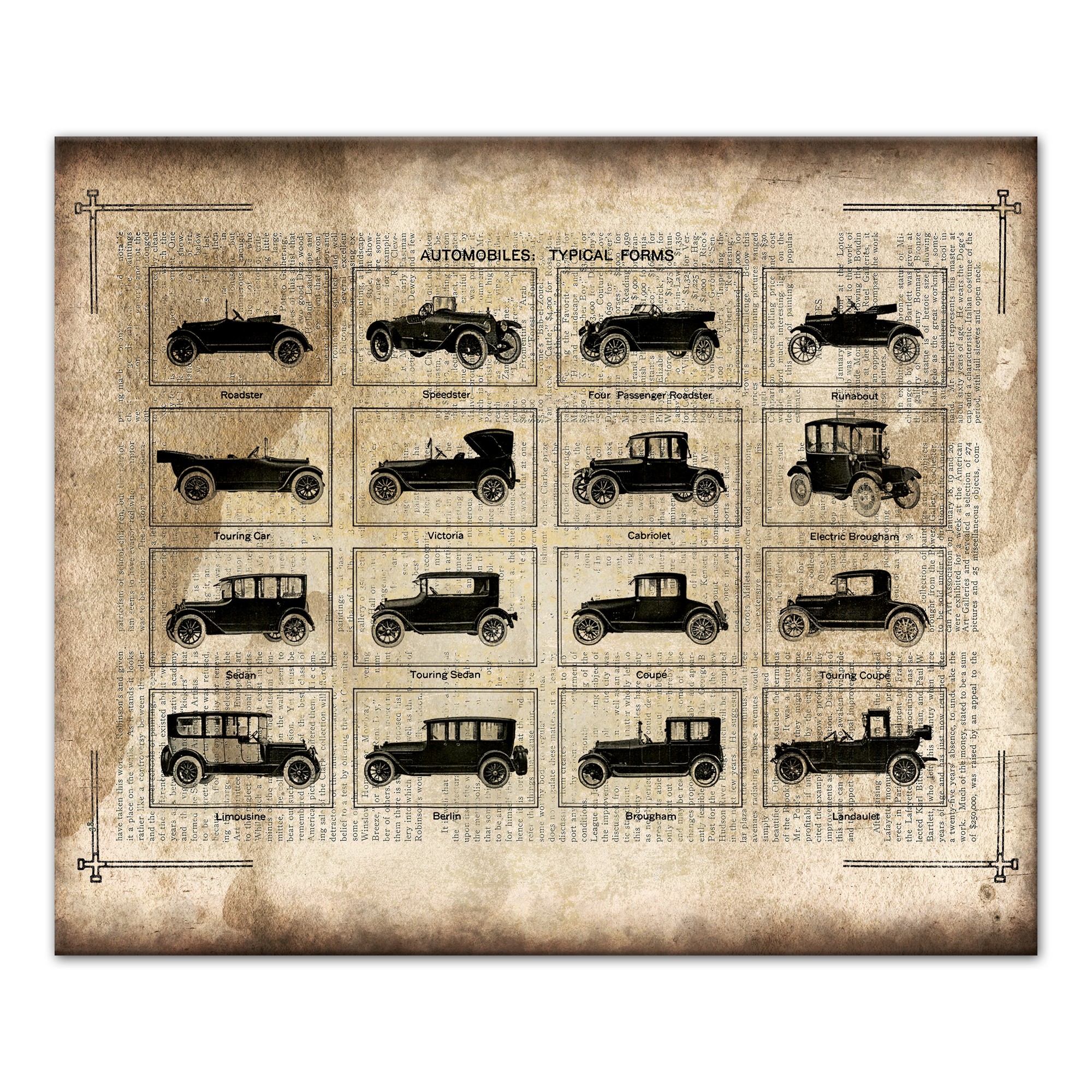 Vintage Automobiles 24x20 Canvas Wall Art