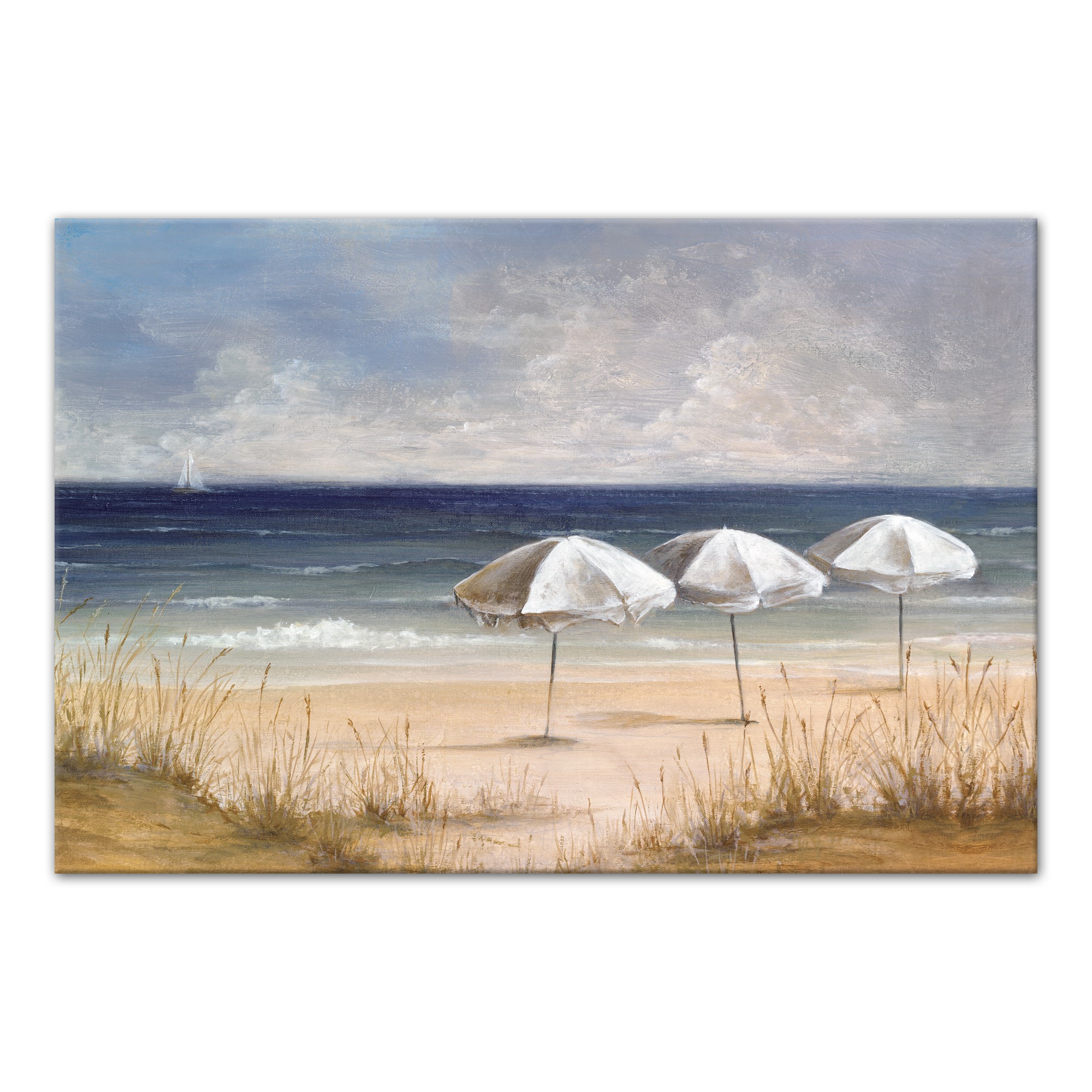 Seaside Umbrellas 36x24 Canvas Wall Art