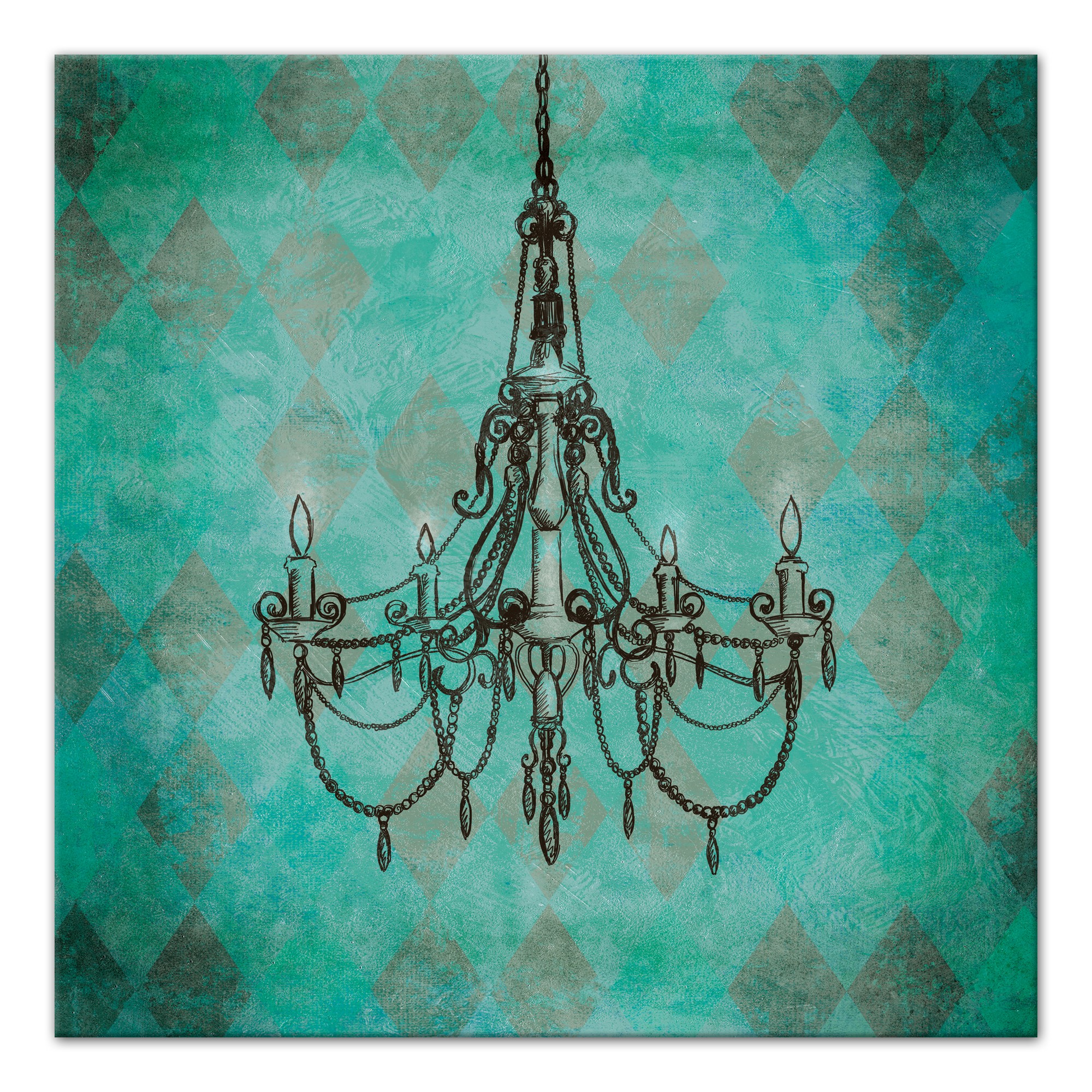 Teal Chandelier 24x24 Canvas Wall Art