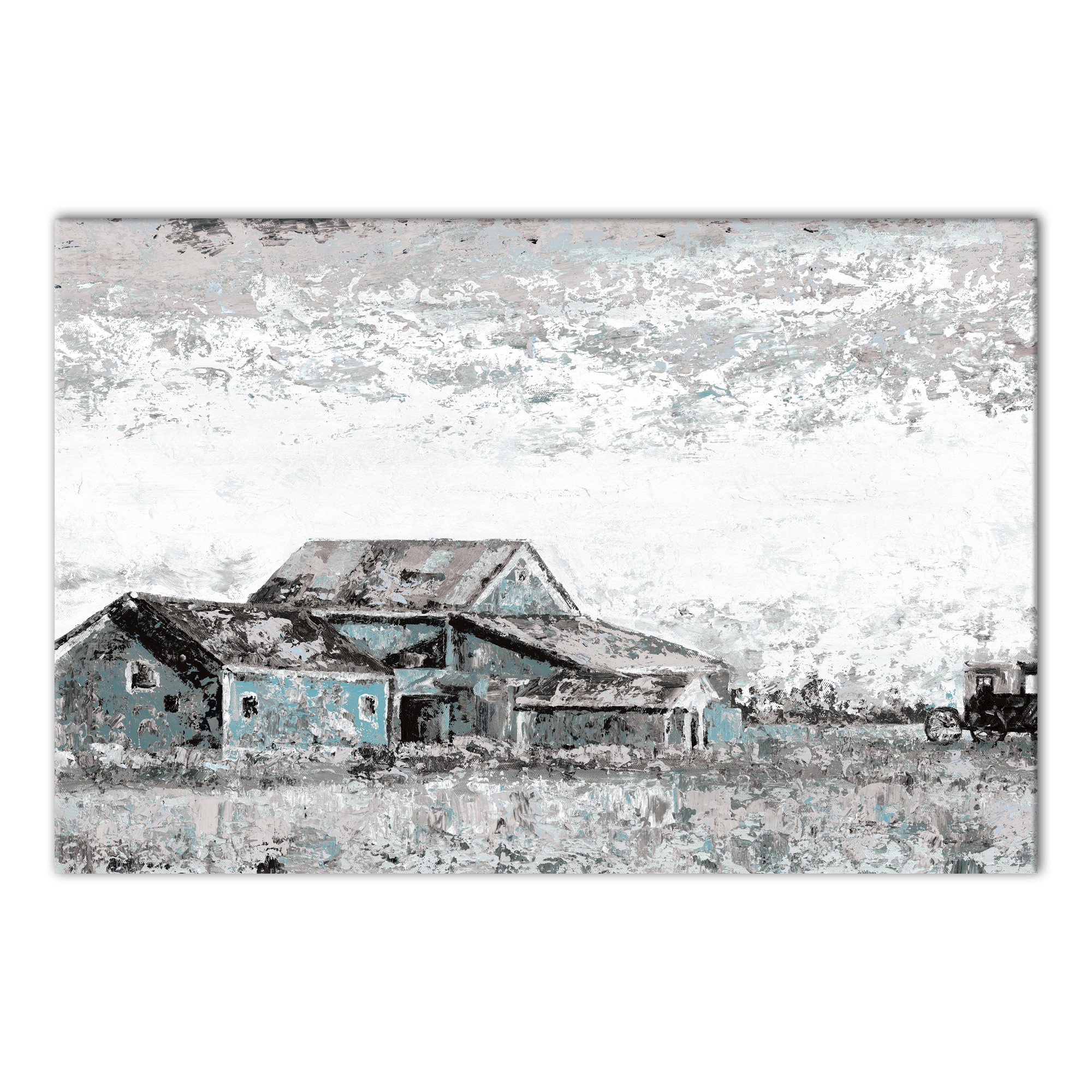 Gray Blue Farmhouse 30x20 Canvas Wall Art