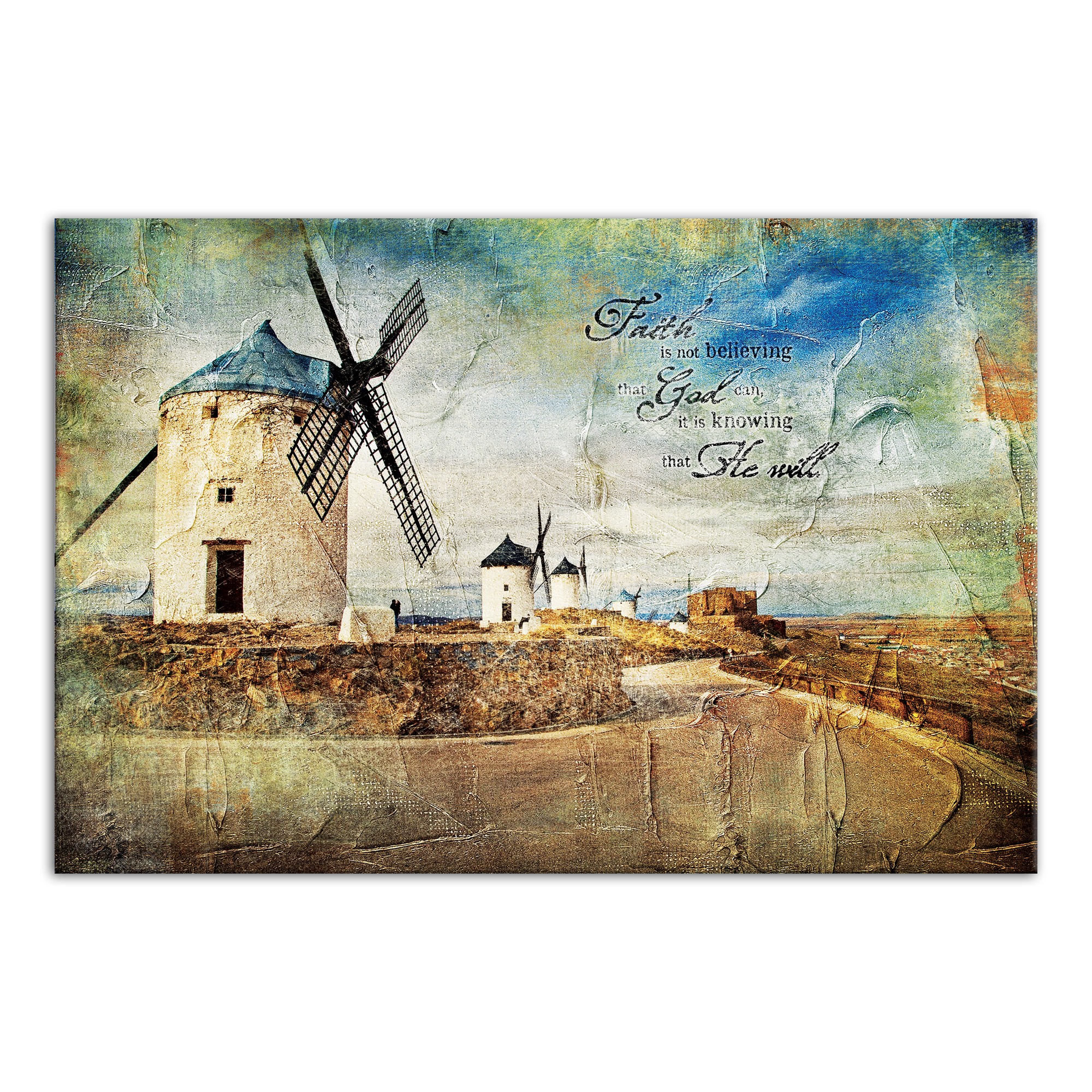 Faith Windmill 36x24 Canvas Wall Art