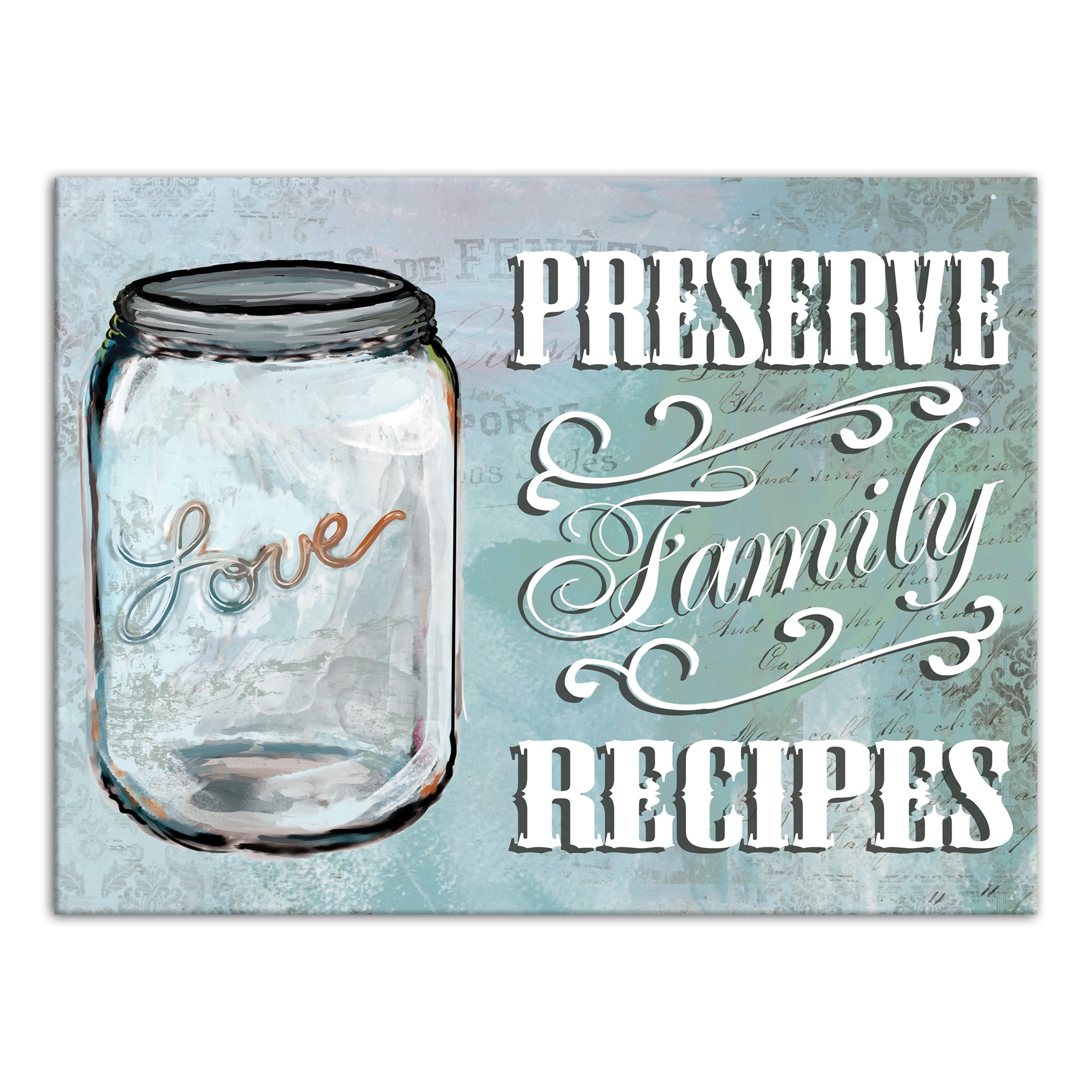 Family Recipes 16x12 Canvas Wall Art 