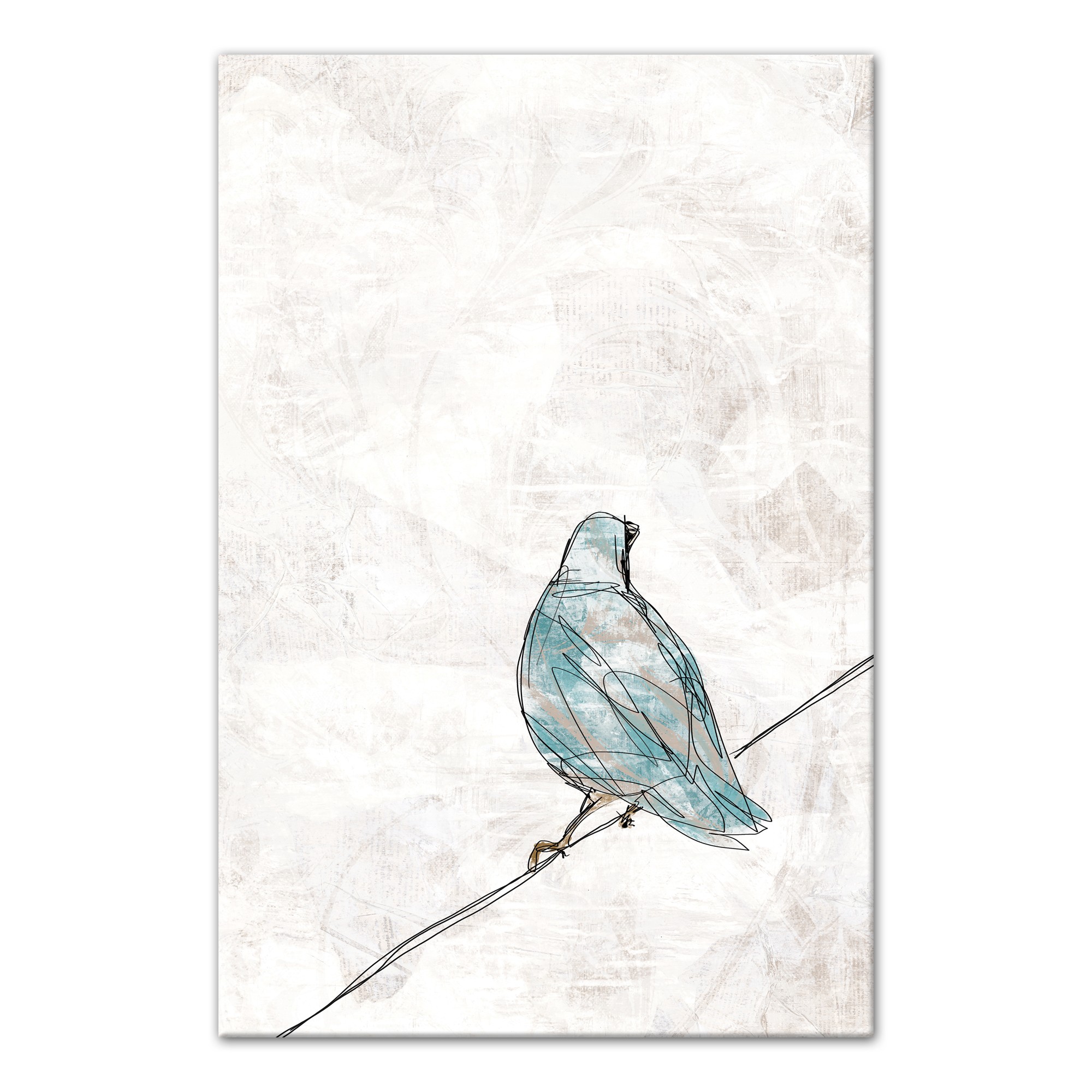 Blue Bird Sketch 16x24 Canvas Wall Art 