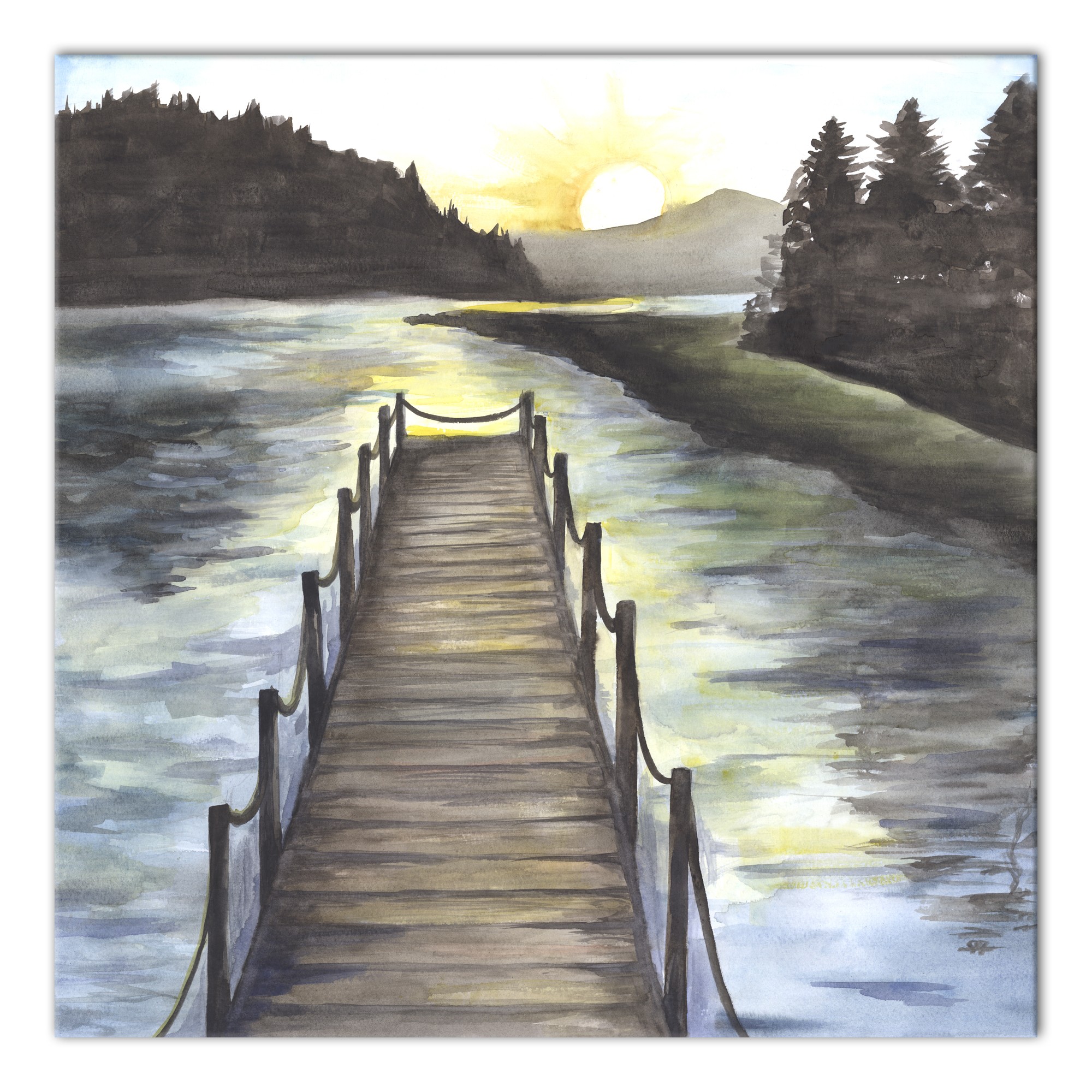 Lakeside View 36x36 Canvas Wall Art