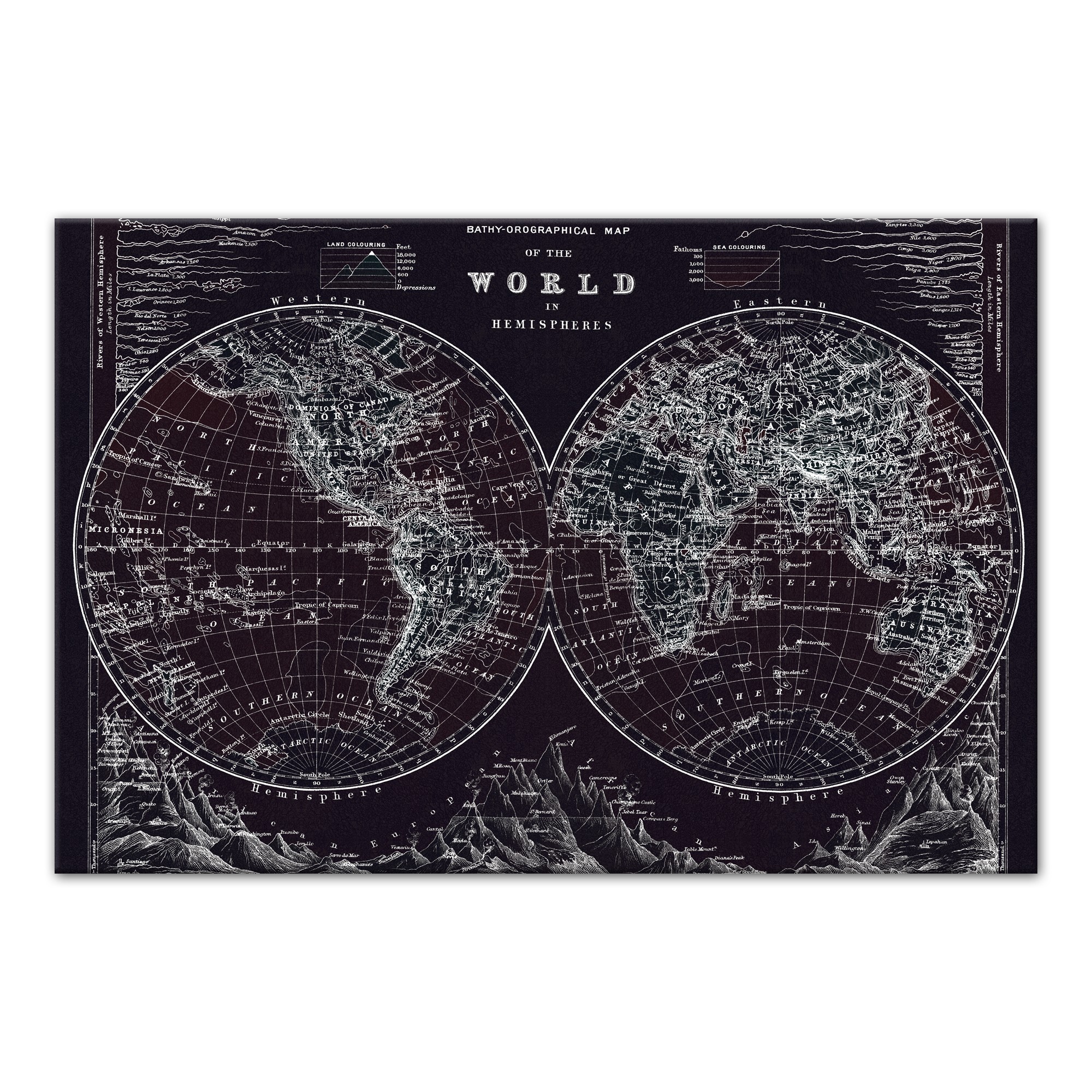 Blackprint Hemispheres 48x32 Canvas Wall Art