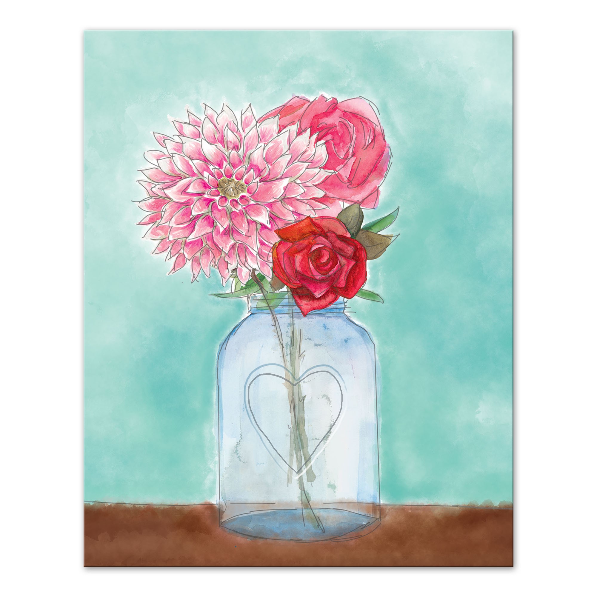 Watercolor Vase And Flowers 16x20 Canvas Wall Art
