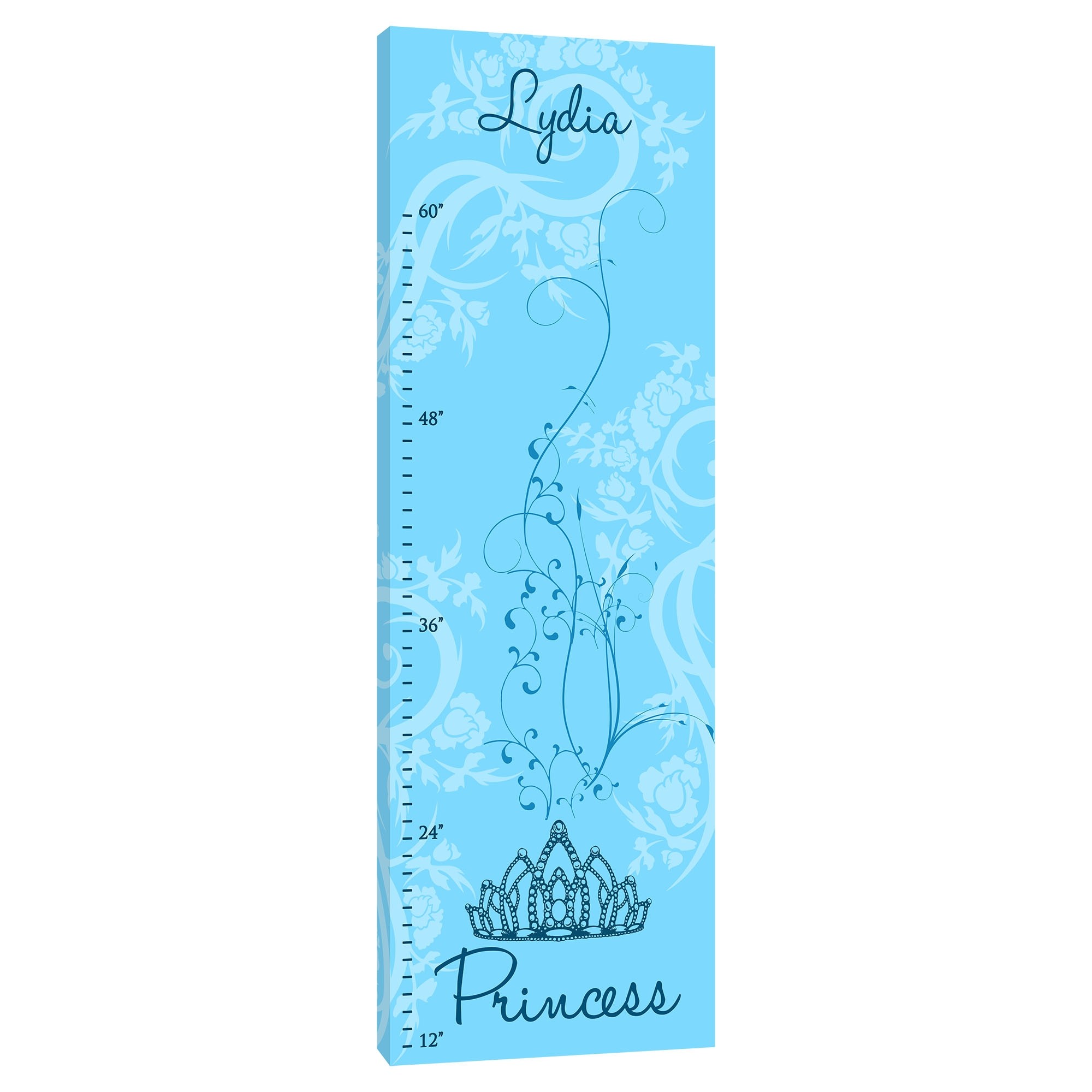 Princess Blue Growth Chart 20x60 Custom Canvas Wall Art