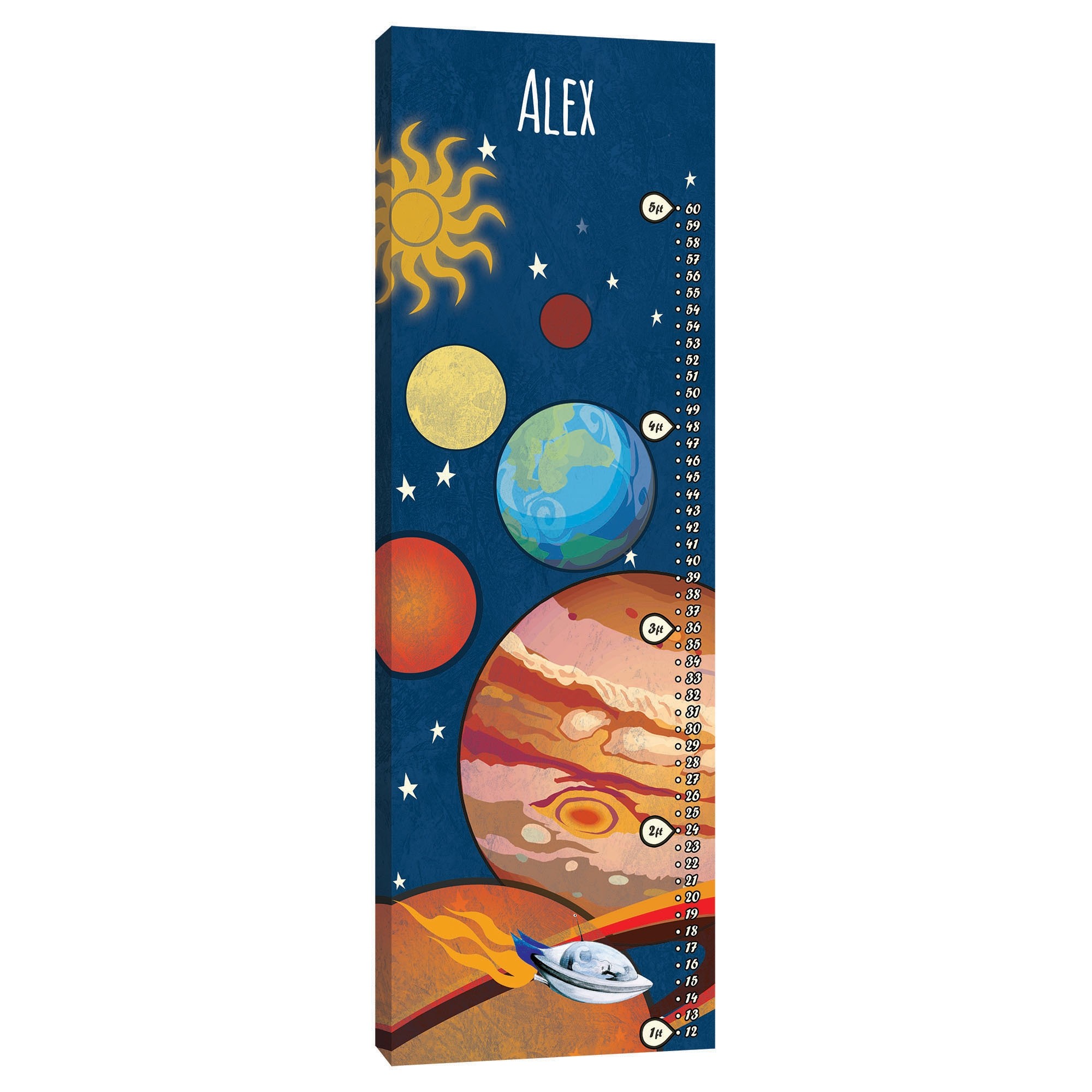 Space Adventure Growth Chart 20x60 Custom Canvas Wall Art 