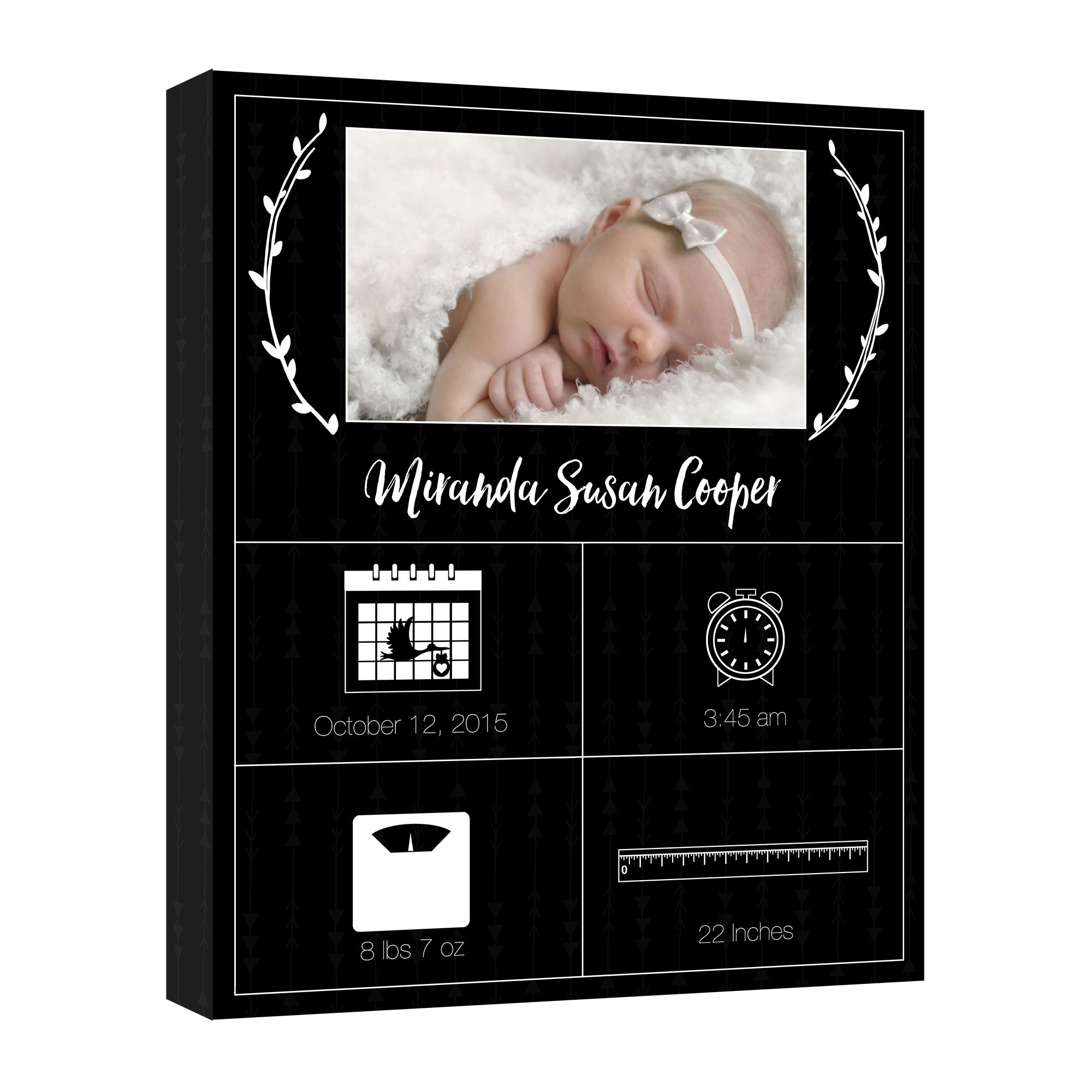 Newborn Announcement 16x20 Custom Canvas Wall Art