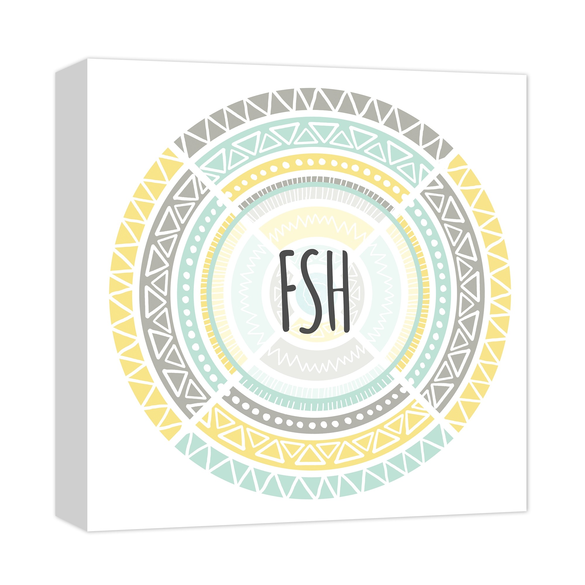 Tribal Mandala Monogram 12x12 Custom Canvas Wall Art