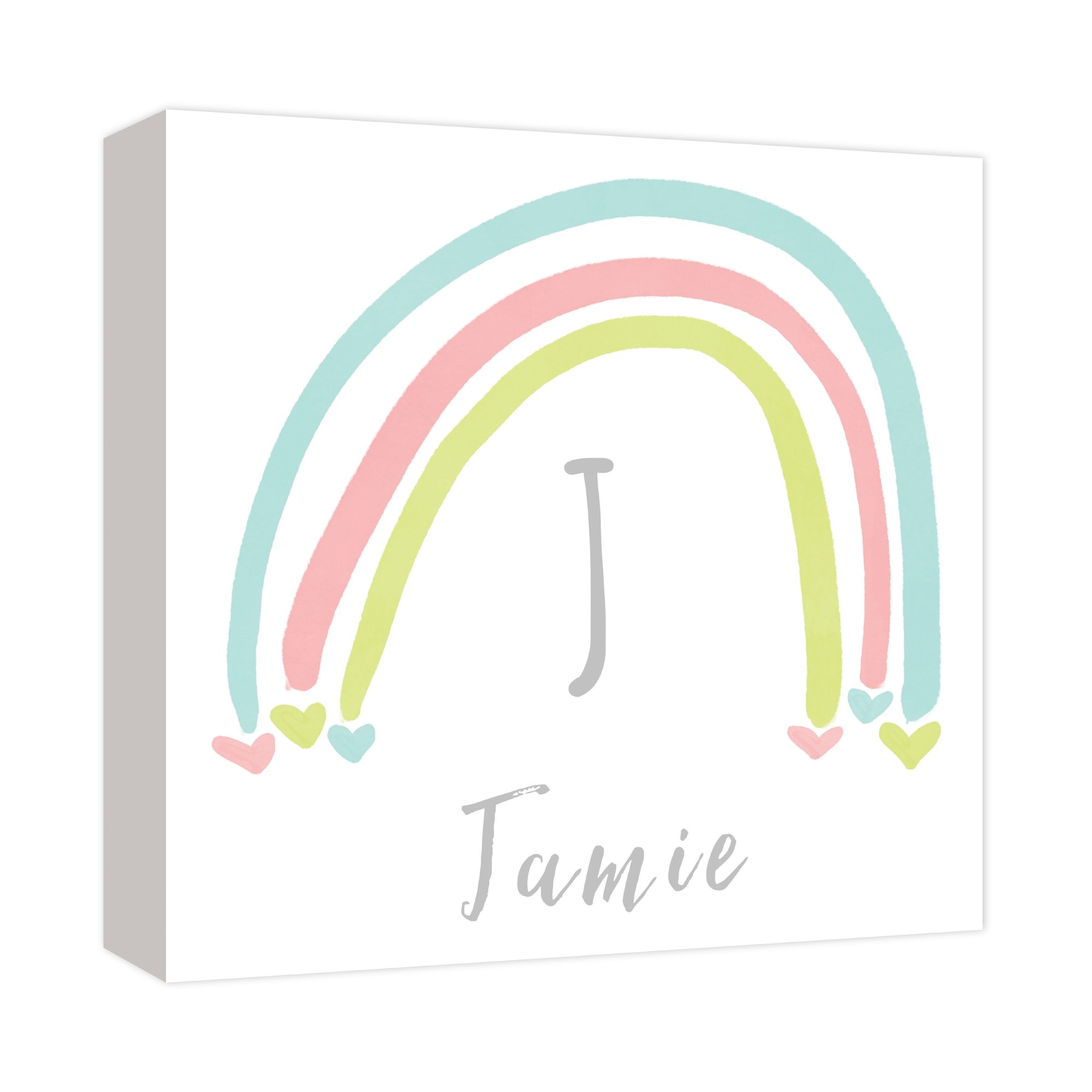 Rainbow Monogram 12x12 Custom Canvas Wall Art