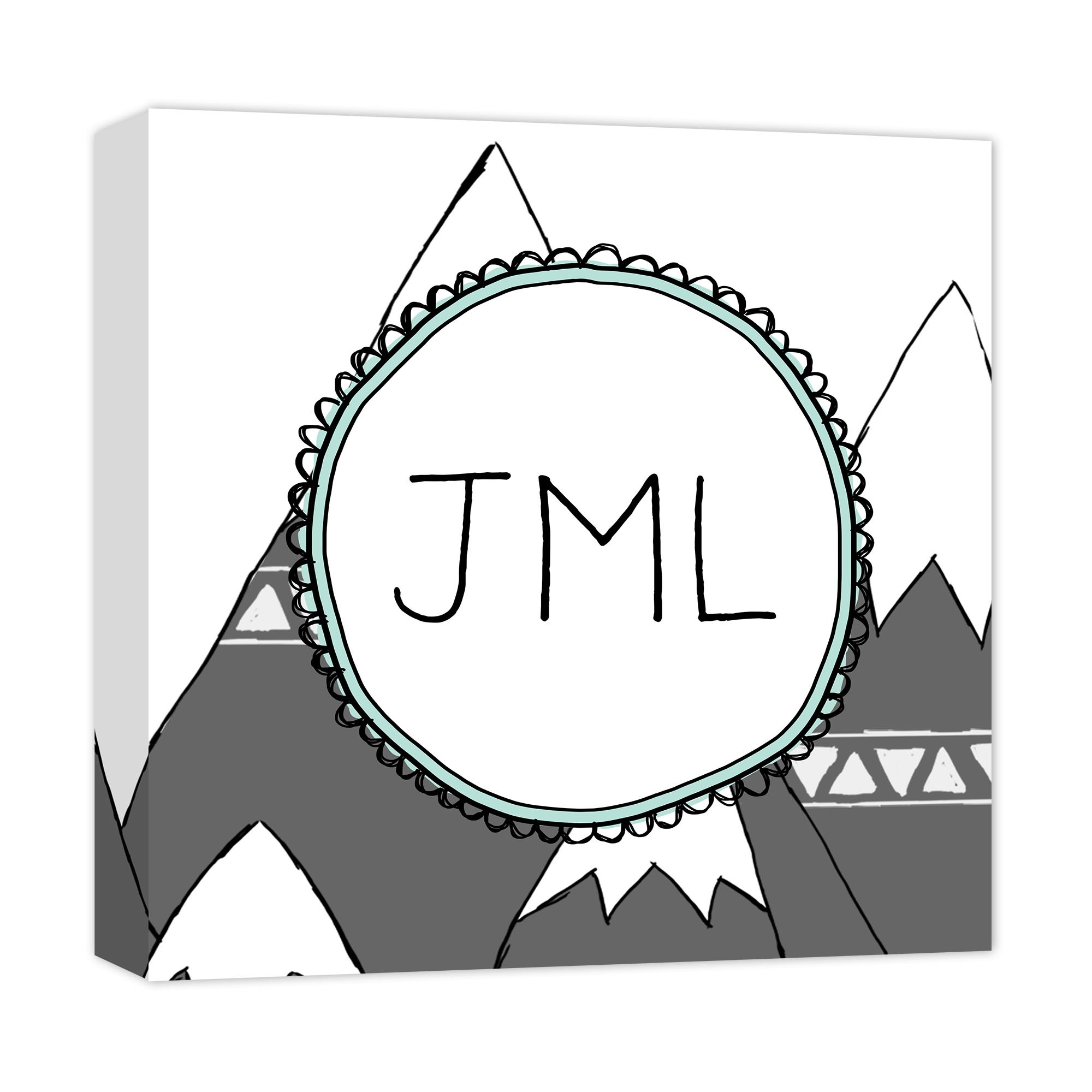 Mountain Range Monogram 12x12 Custom Canvas Wall Art 