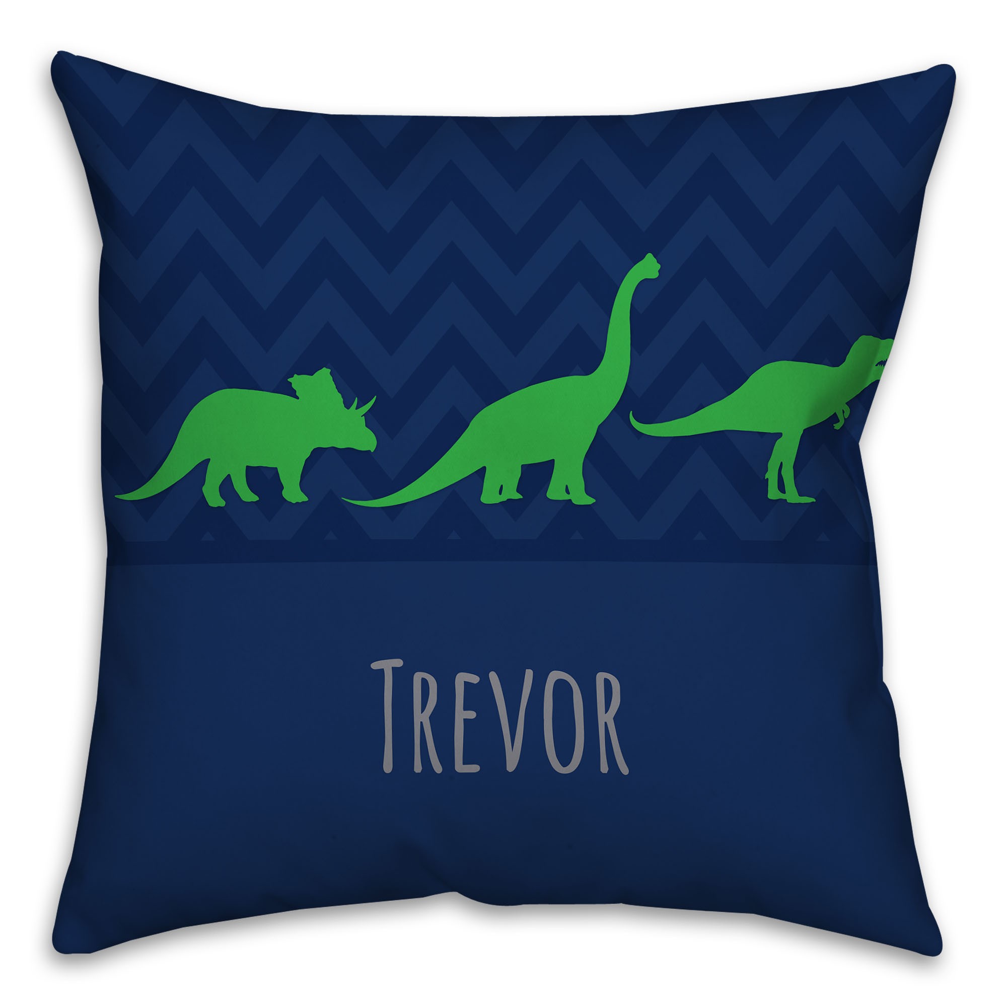 Chevron Dino Monogram 16x16 Custom Throw Pillow Front