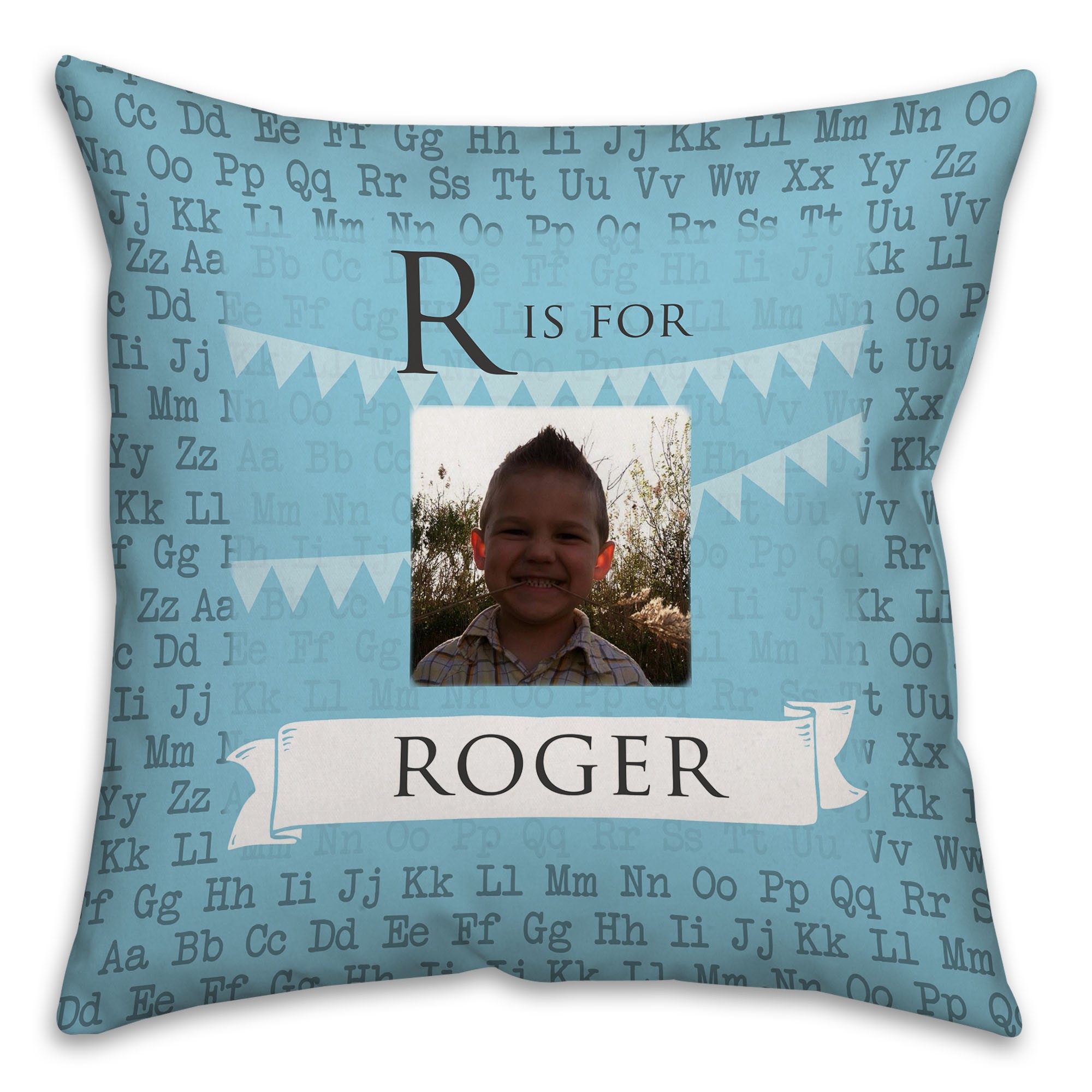 Alphabet Name 16x16 Custom Throw Pillow Front