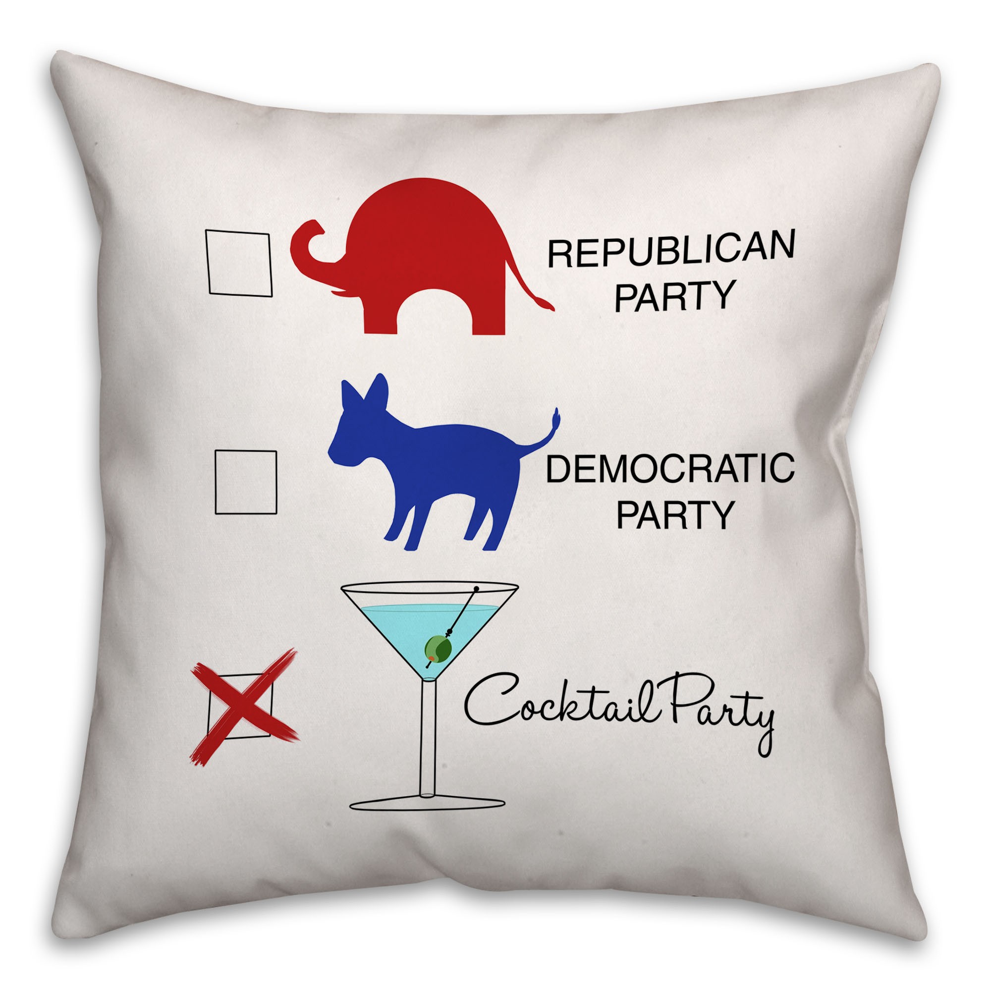 Pick Your Political Party Spun Polyester Throw Pillow - Front