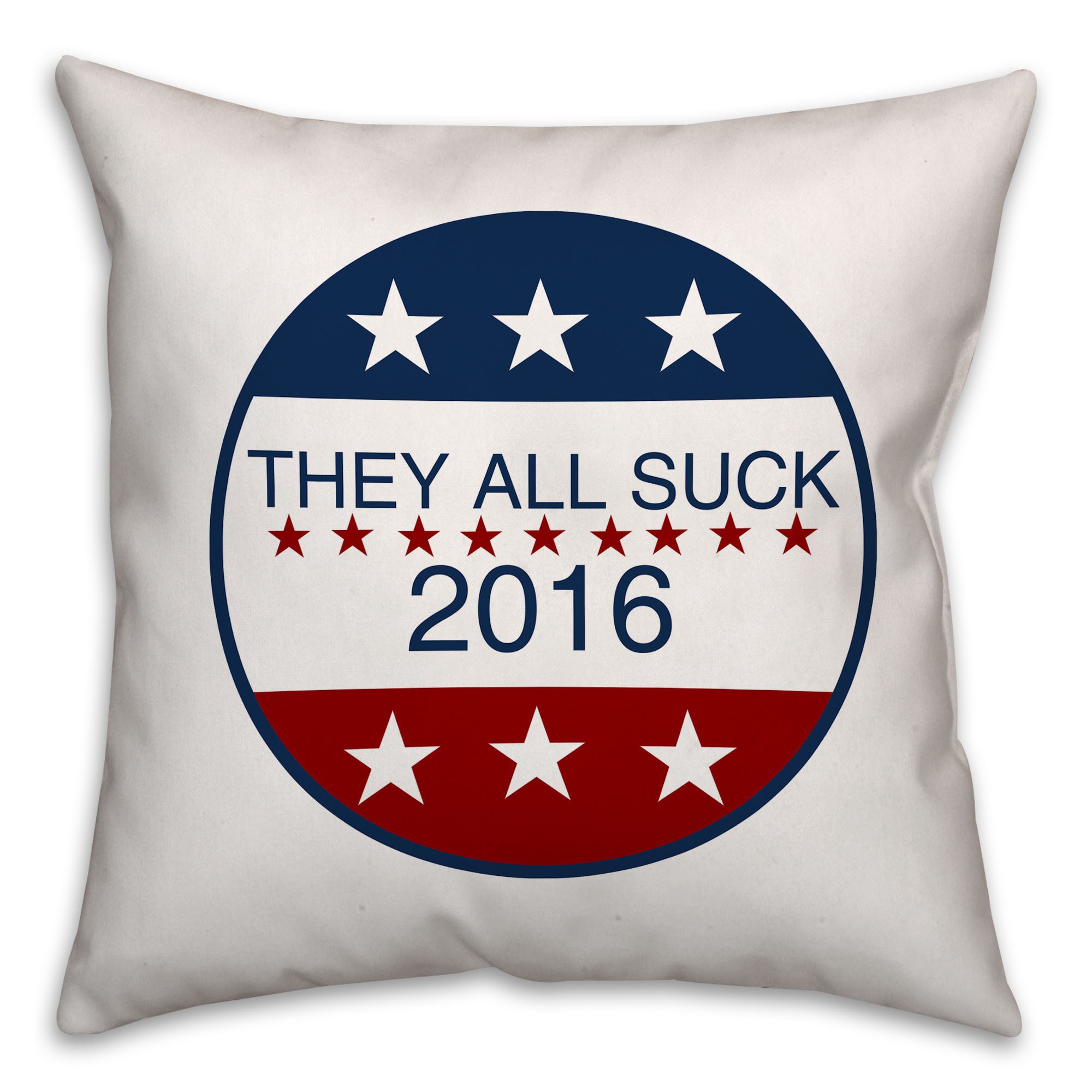 Neutral They All Suck Button Spun Polyester Throw Pillow - Front