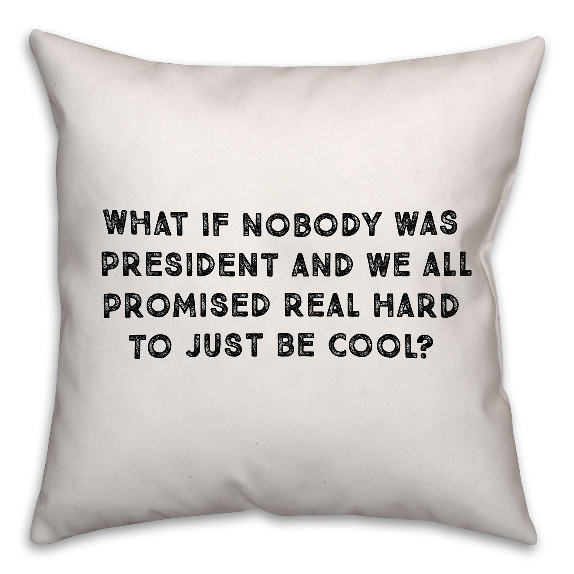 Black and White What If Spun Polyester Throw Pillow - Front