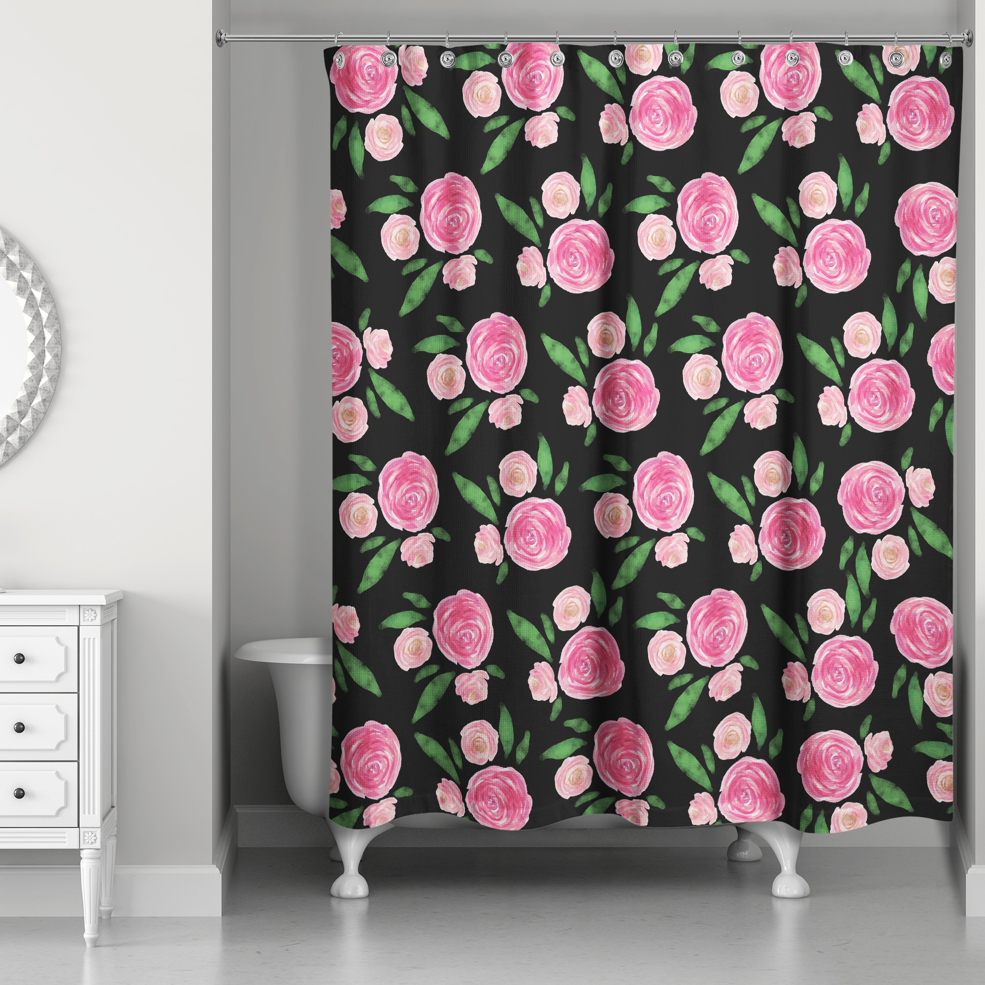 Blushing Rose 71x74 Shower Curtain