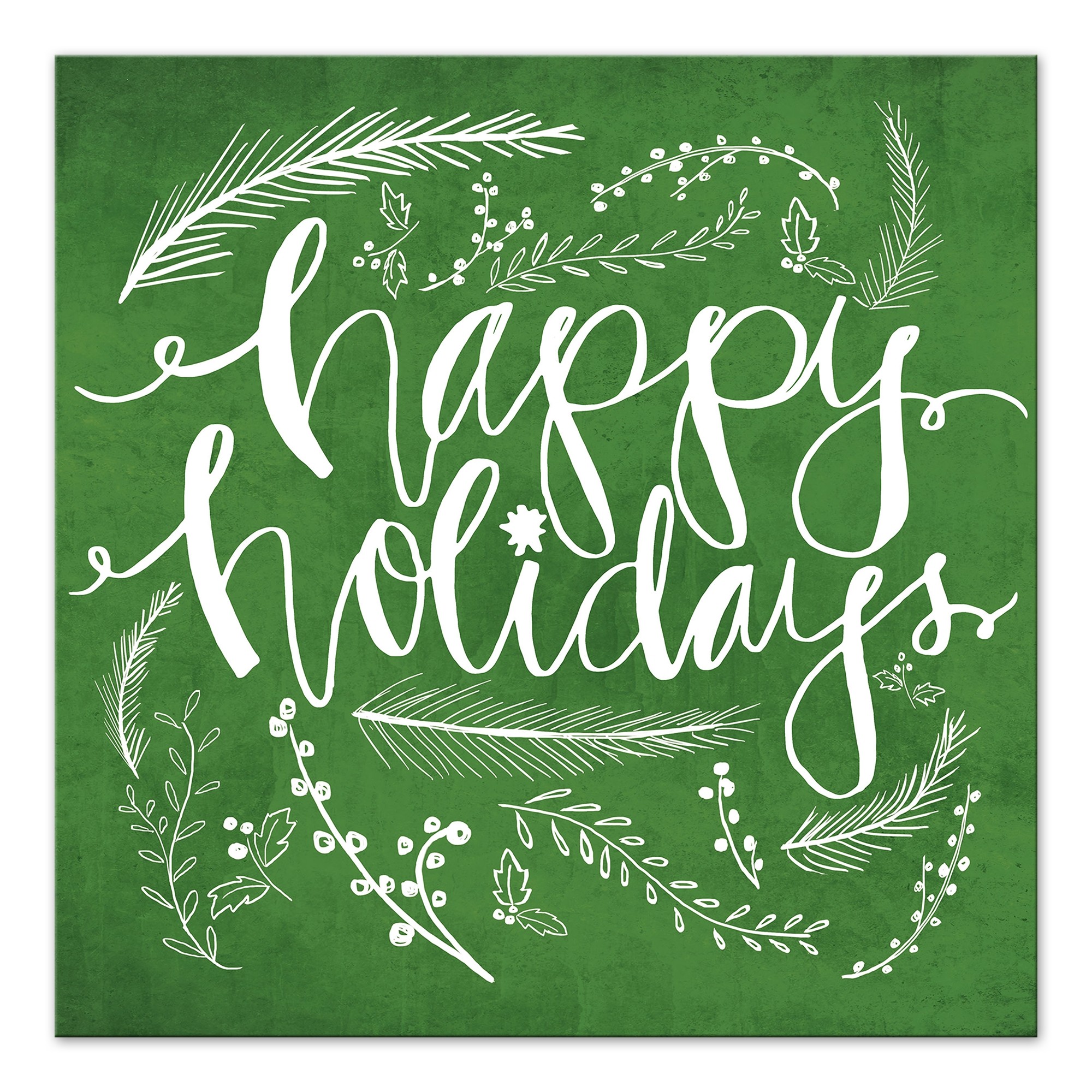 Green Happy Holidays 16x16 Canvas Wall Art 