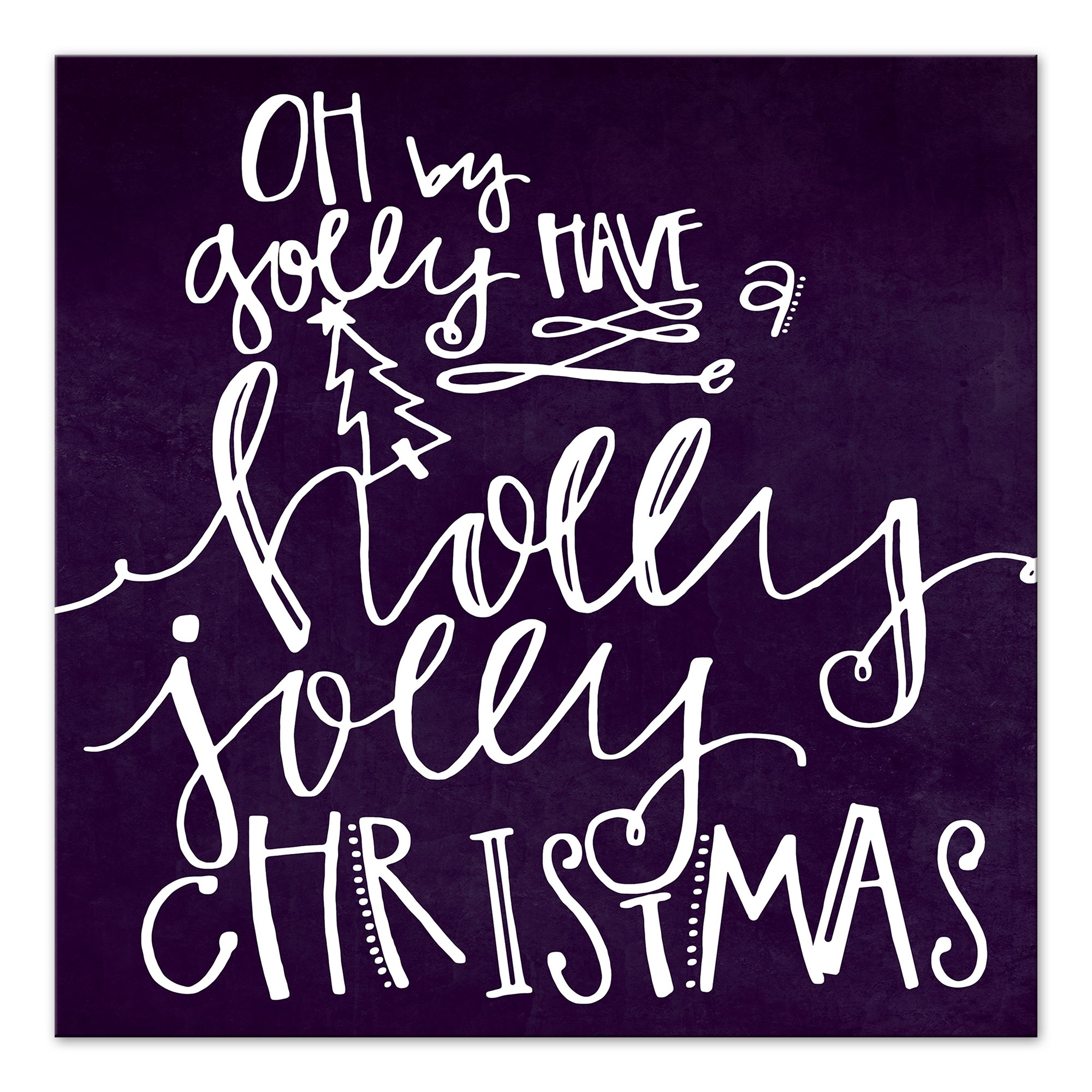 Purple Holly Jolly Christmas 16x16 Canvas Wall Art